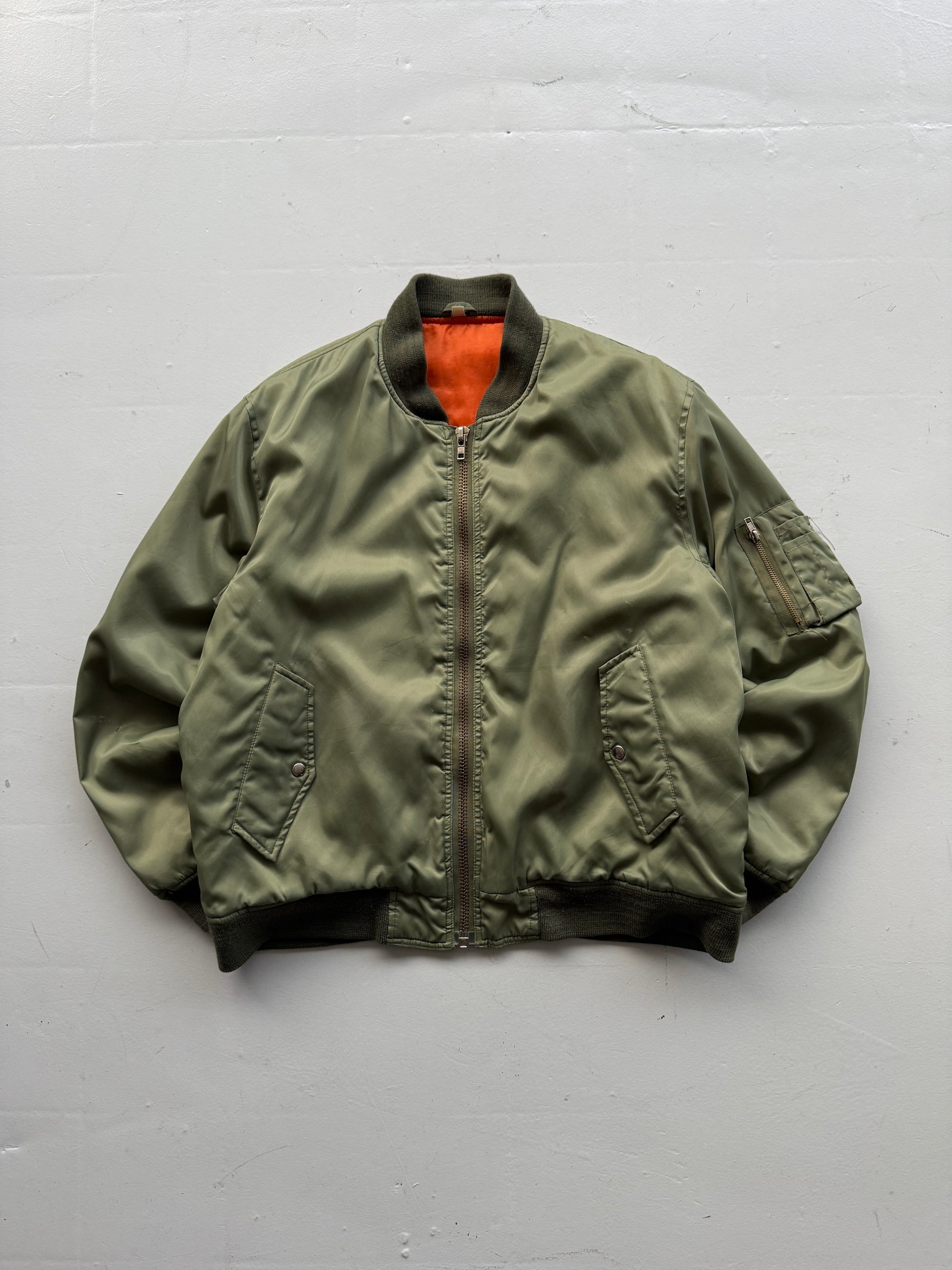 Khaki Green 90’s Vintage Bomber Jacket - Large