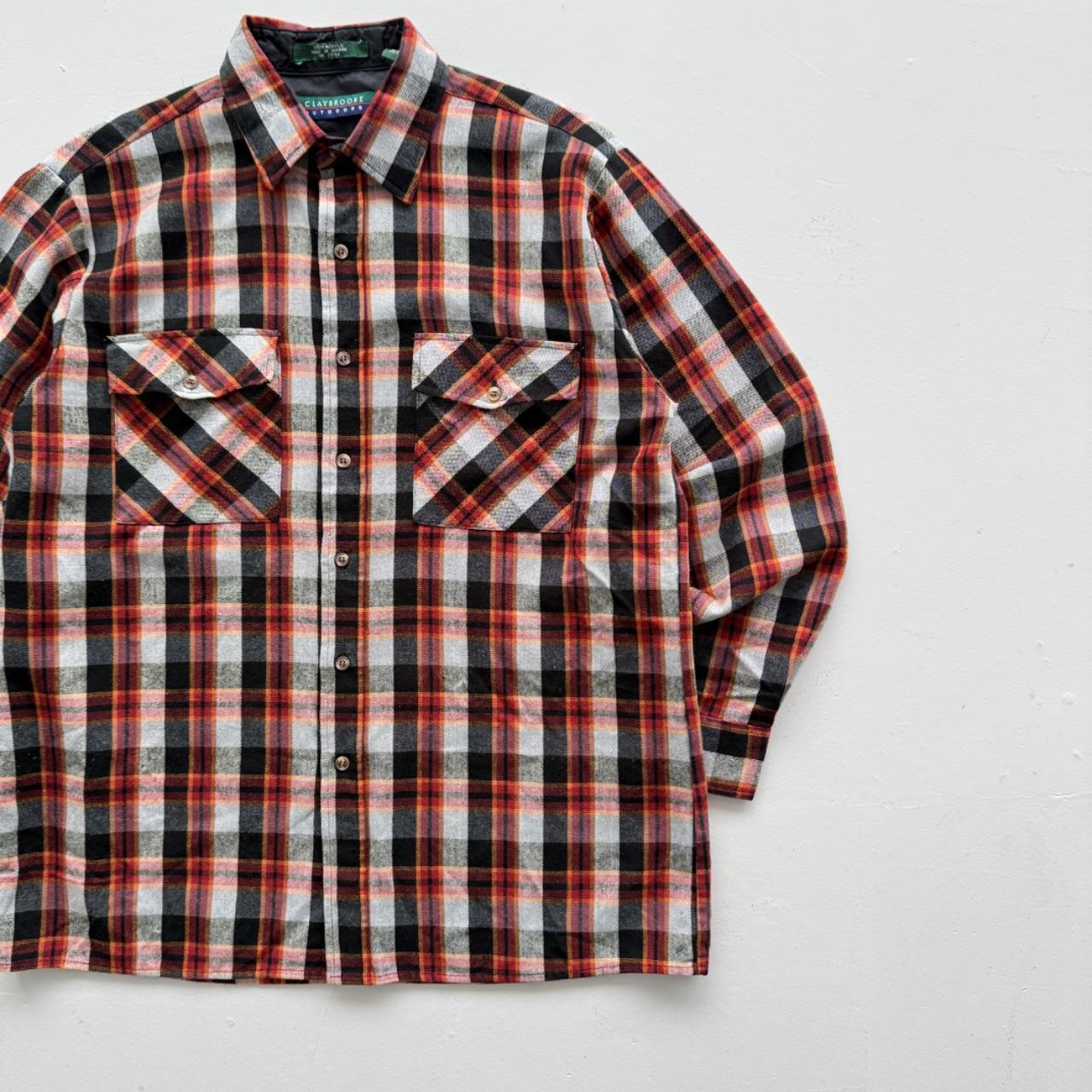 Red and Black Checkered Claybrooke 90s Vintage Long Sleeve Shirt - Large