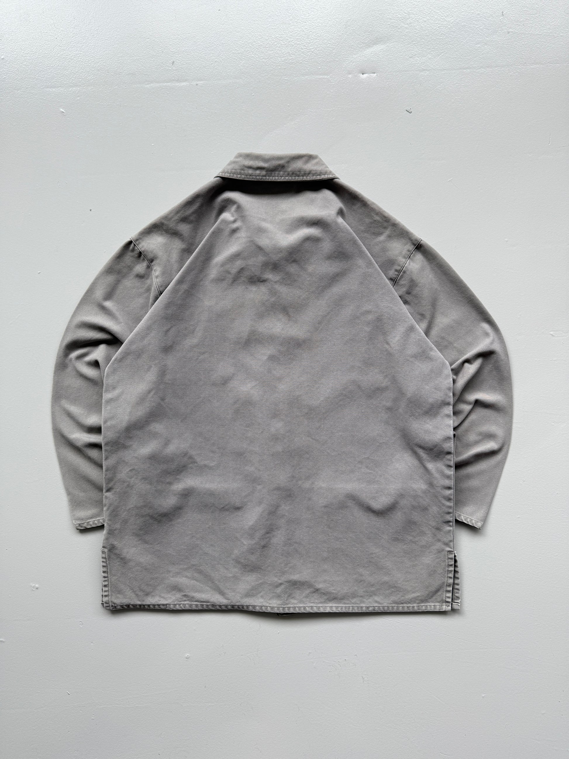 Grey Canvas Chore Jacket 90's Vintage French Workwear CH139 - Large