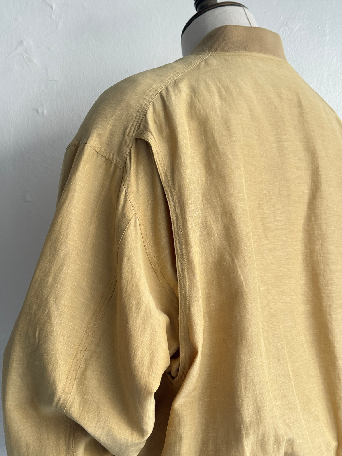 Camel Collection Silk Linen 90's Vintage Bomber Jacket - Large