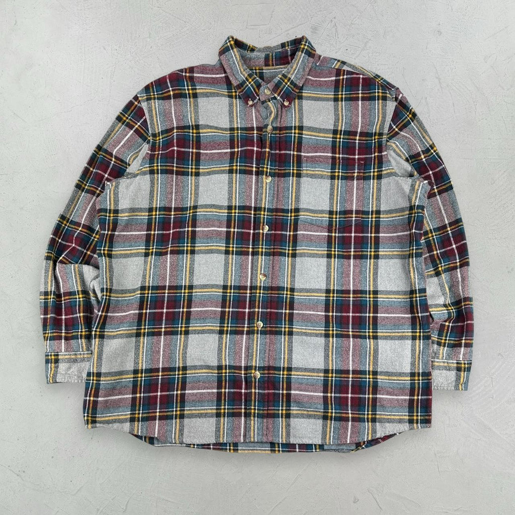 Burgundy and Grey 90s vintage Checkered Shirt - 2XL