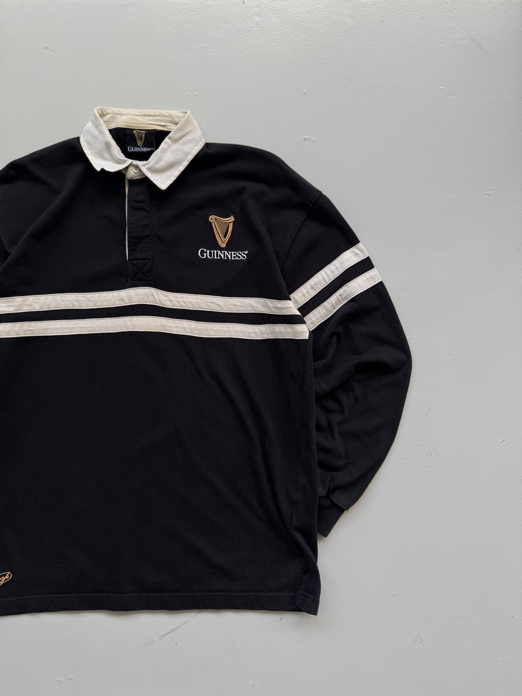 Guinness Harp Logo Vintage Rugby Polo Shirt - Large