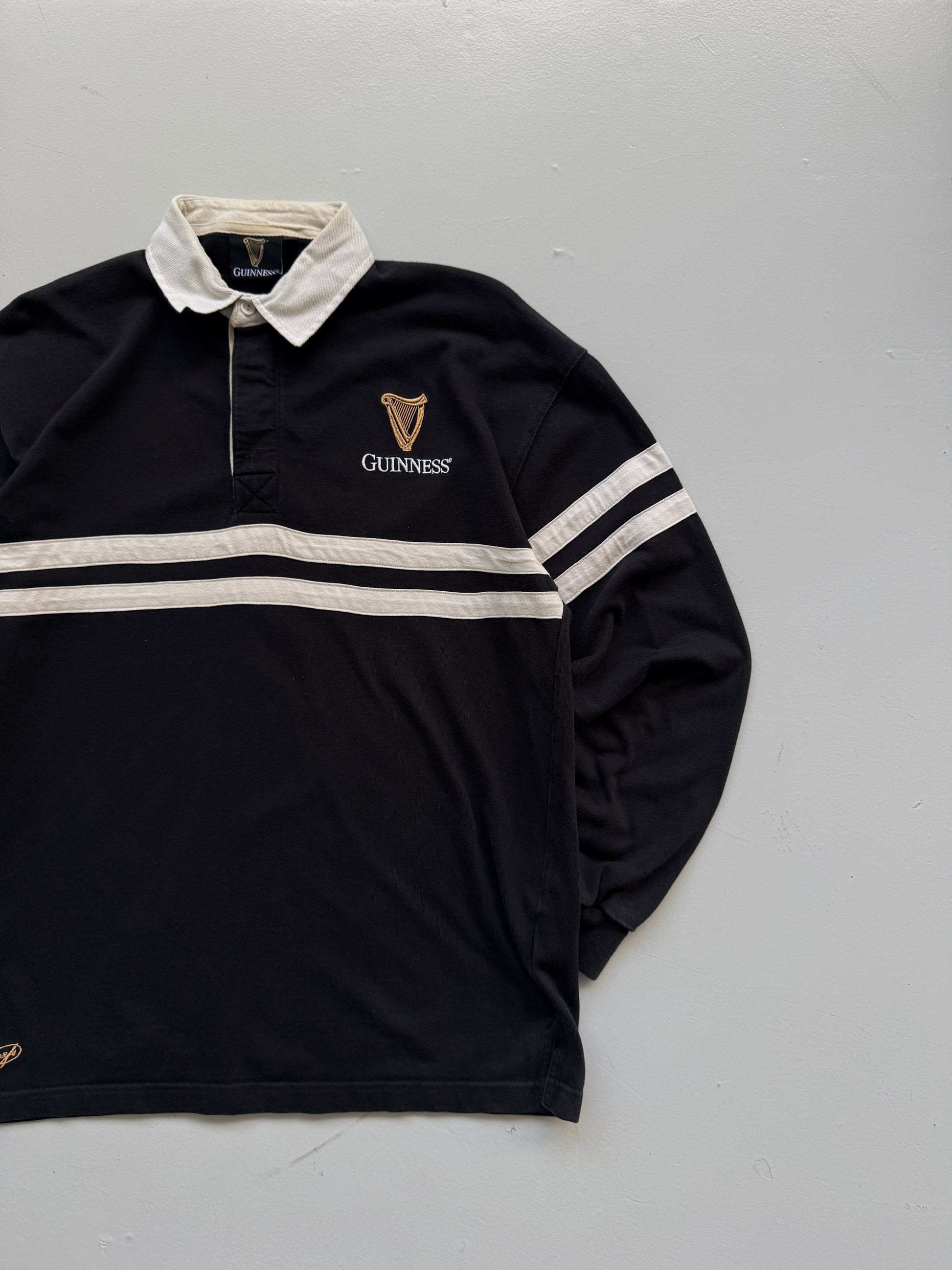 Guinness Harp Logo Vintage Rugby Polo Shirt - Large