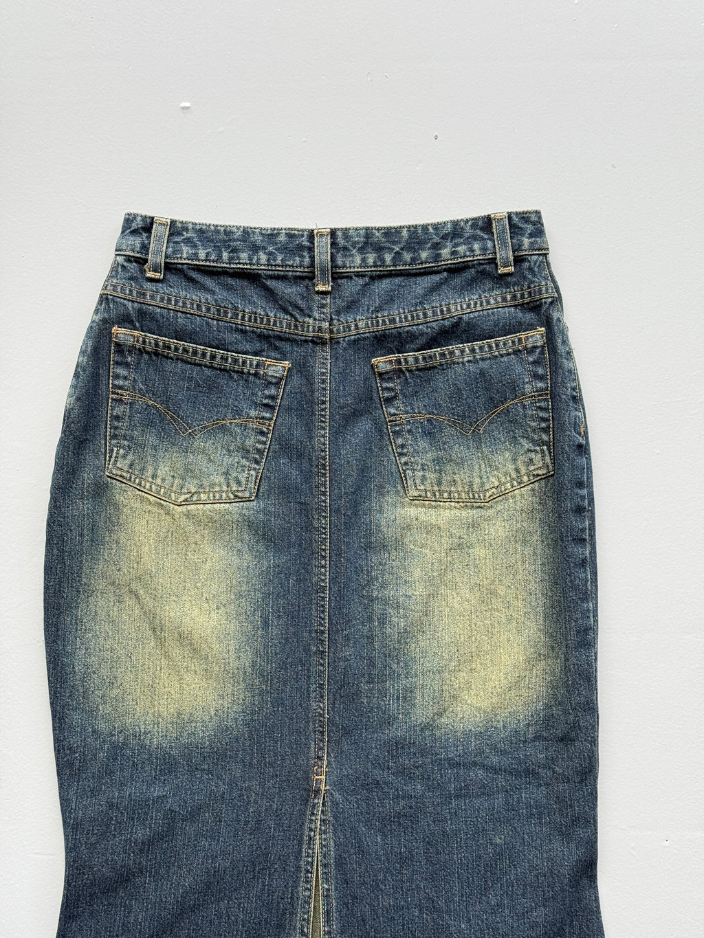 Mid Blue Jeanology 00's Vintage Y2K Faded Maxi Skirt - Size 4