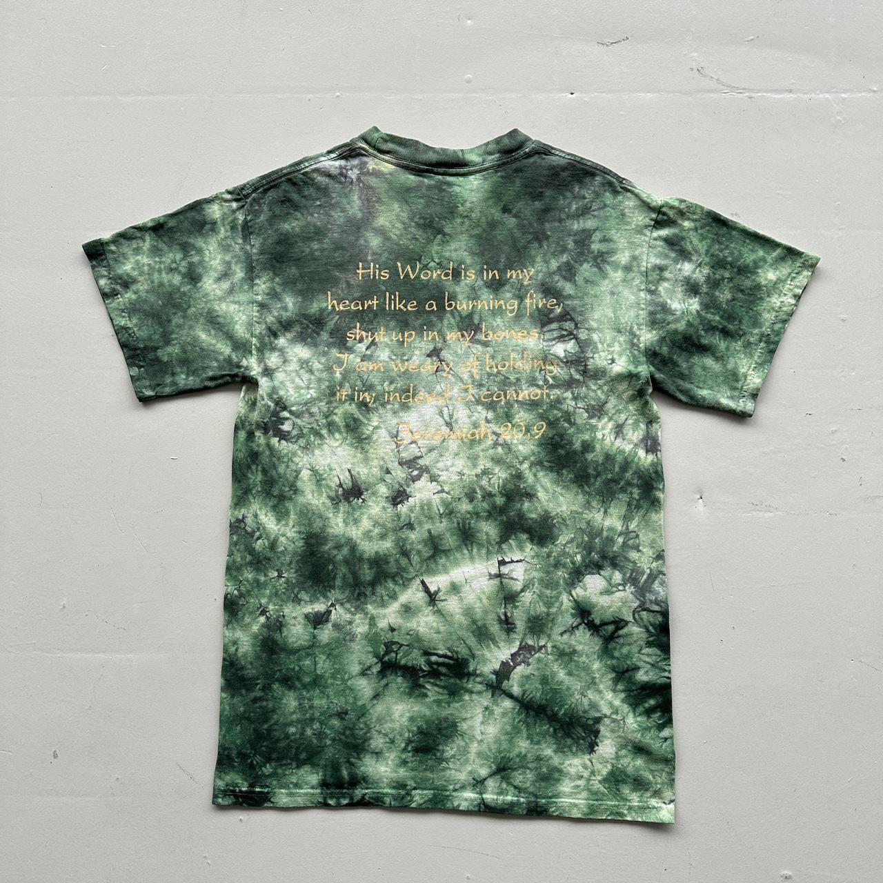Green Tie Dye Jesus Freak 00s Vintage Graphic T-Shirt - Small