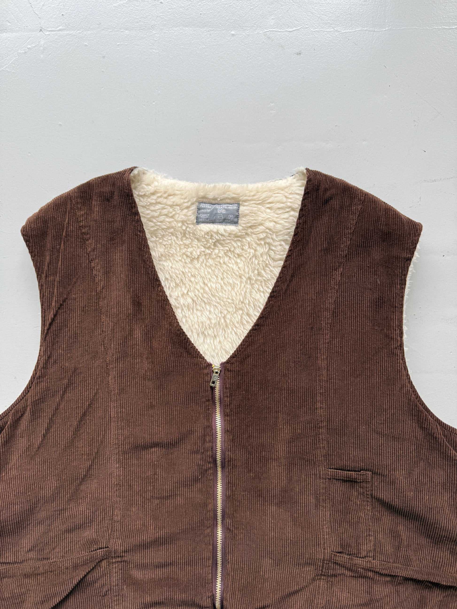 Brown Corduroy 90's Vintage Fleece Lined Vest - XL