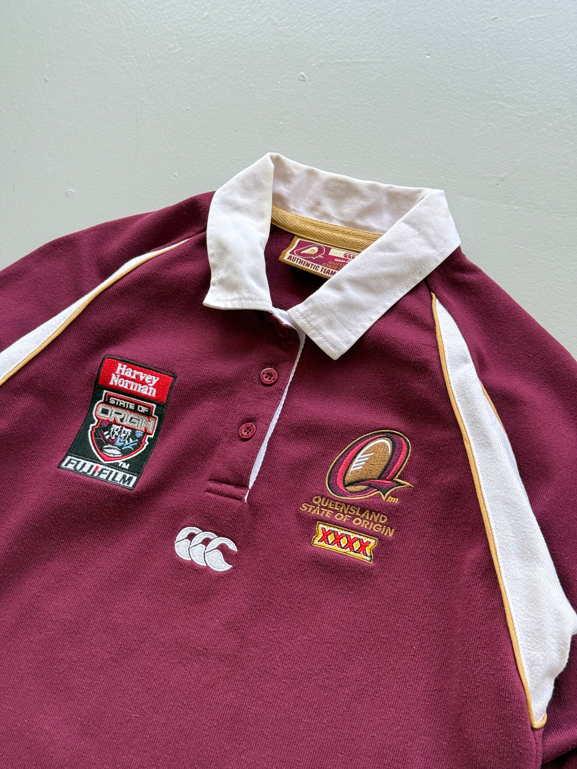 Maroon Queensland State of Origin 00's Vintage Canterbury Rugby Jersey- Kids 10