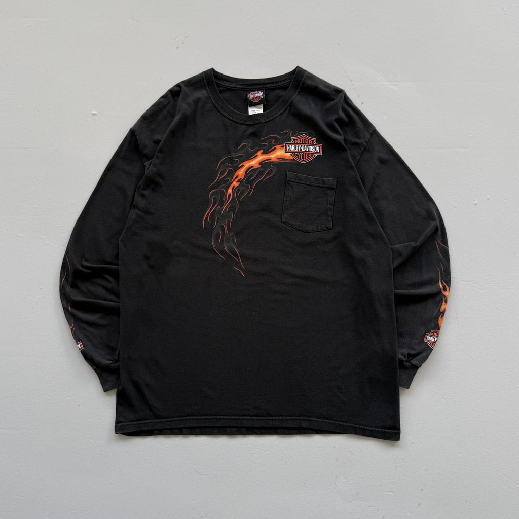 Black Harley Davidson 90s Vintage Graphic Long Sleeve T-Shirt - XL