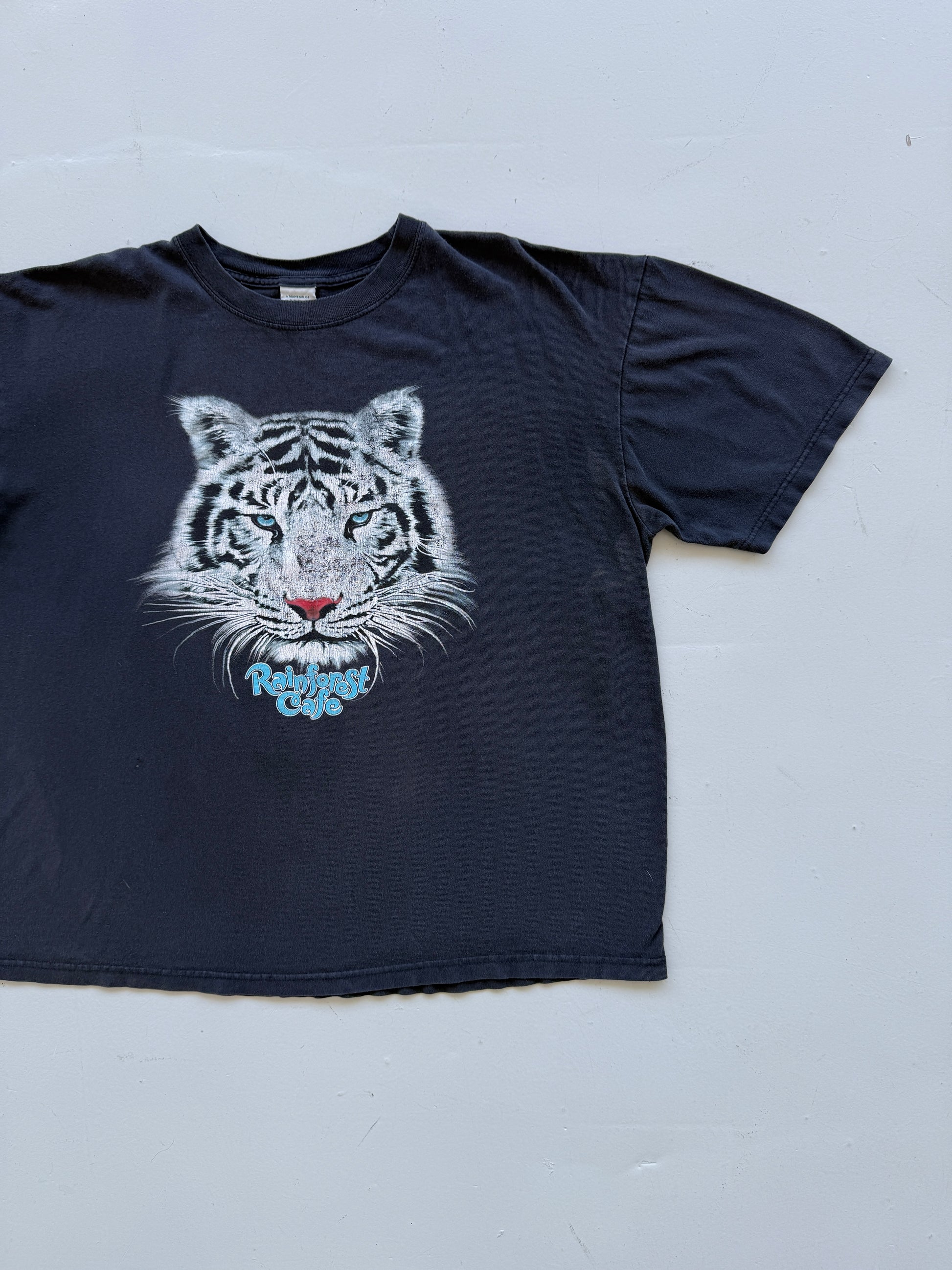 Black Faded Rainforest Cafe 00's Vintage Graphic T-Shirt - XXL