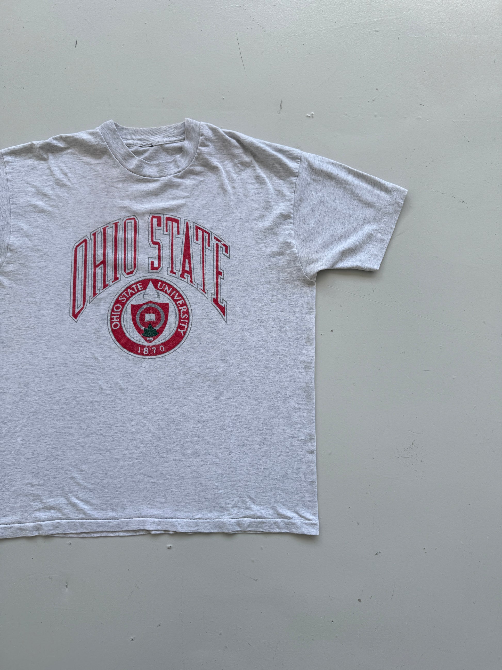 Grey Ohio State 90's Vintage Collage Graphic Single Stitch T-Shirt - XL