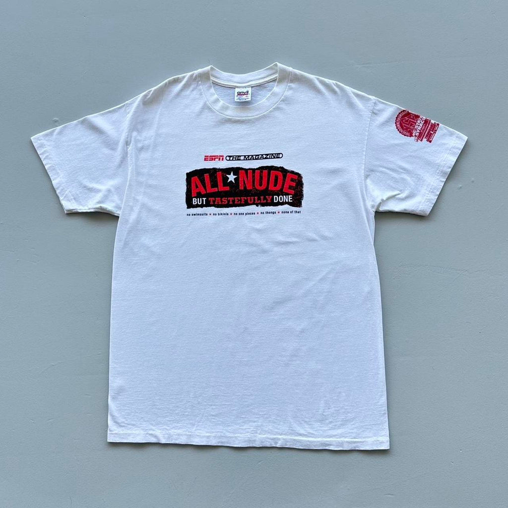White ESPN Magazine All Nude Vintage 90s T-shirt - XL