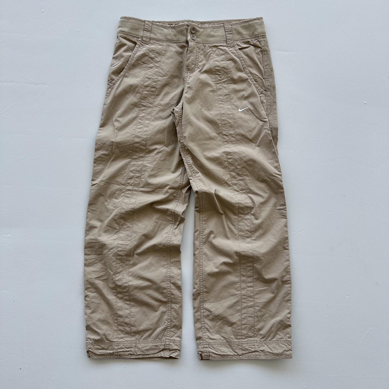 Cream Women’s Wide Leg Low-Rise Nike Dead-stock Y2K Cargo Pants - 34" x 31"