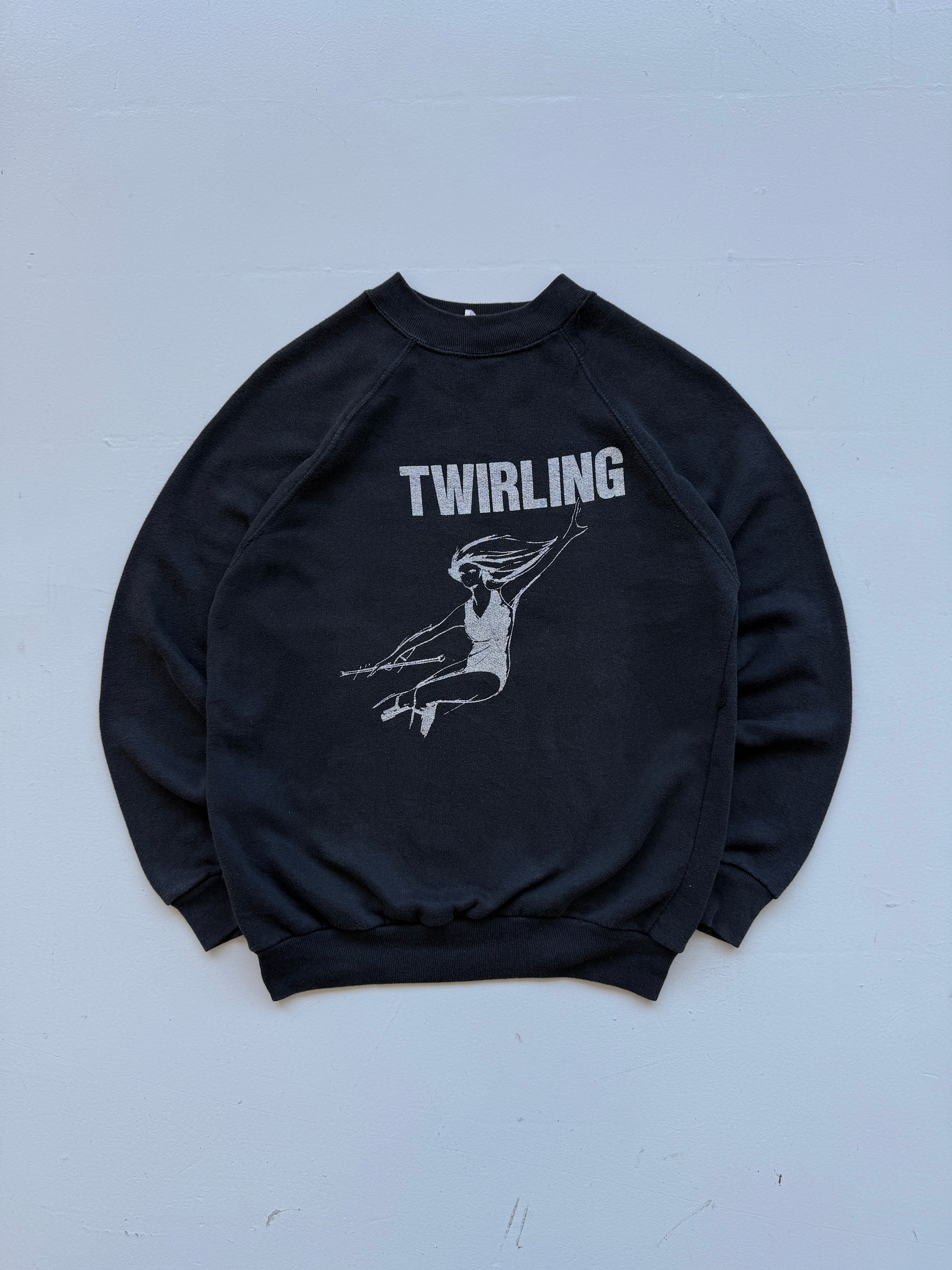Black Twirling 90's Vintage Graphic Sweatshirt Jumper - Small