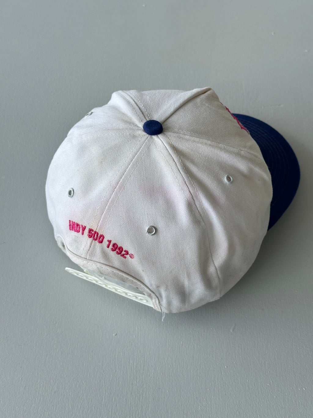 White / Navy Indianapolis 500 1992 Vintage SnapBack Trucker Cap