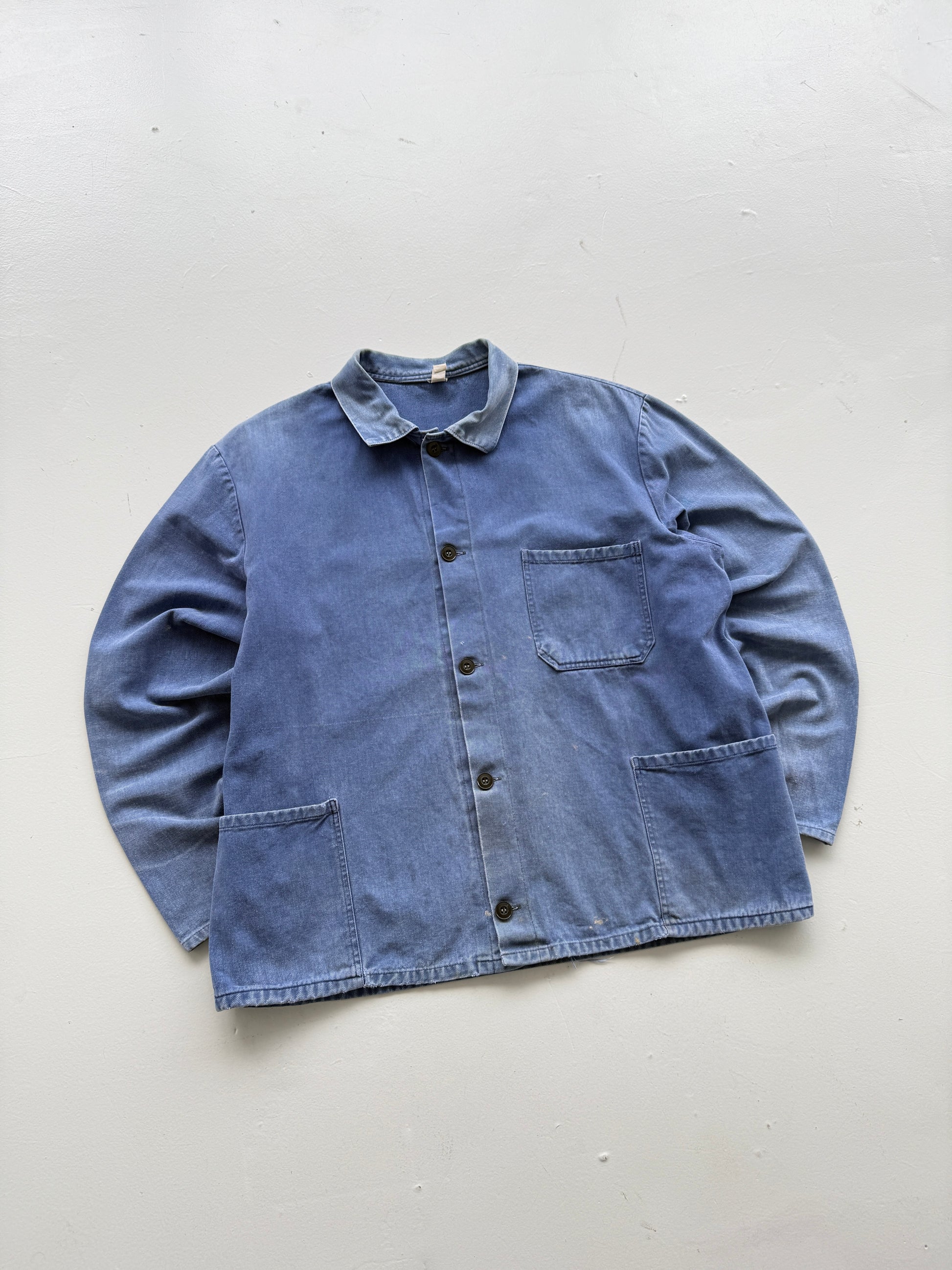 Faded Blue French 60s/70s Vintage Workwear Chore Jacket CH383 - Small