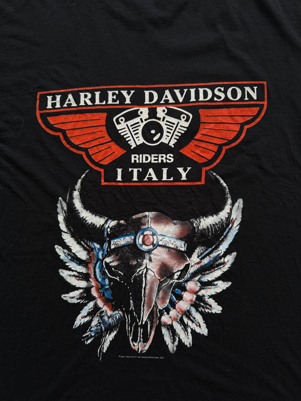 Black Italian Harley Davidson Vintage T-Shirt 90's - Large