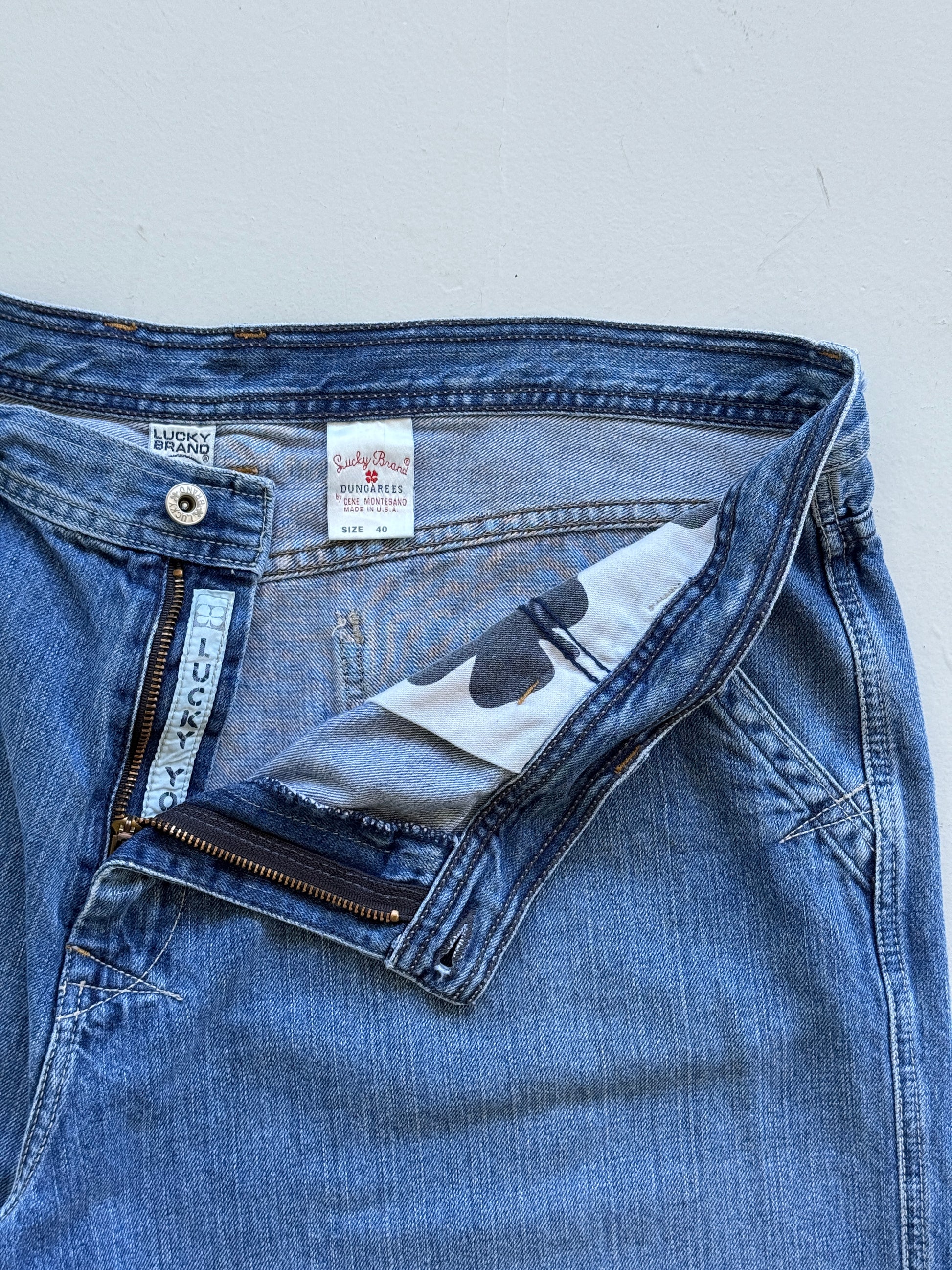 Mid Blue Lucky Brand 00's Vintage Y2K Baggy Hip Hop Denim Shorts - W40 x L11