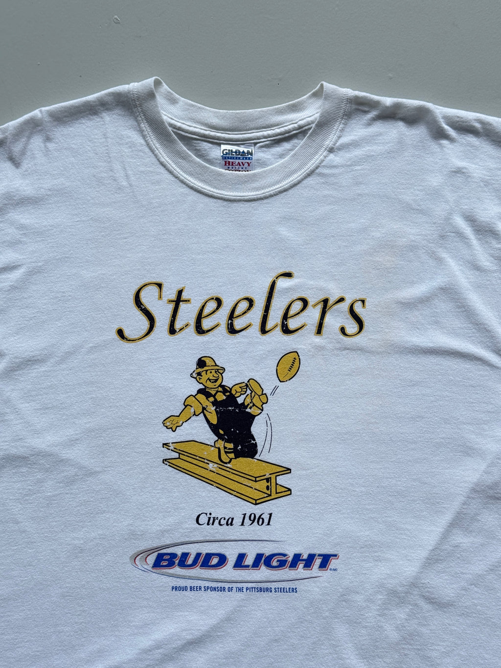 White Pittsburgh Steelers 90's Vintage NFL Graphic T-Shirt - XL