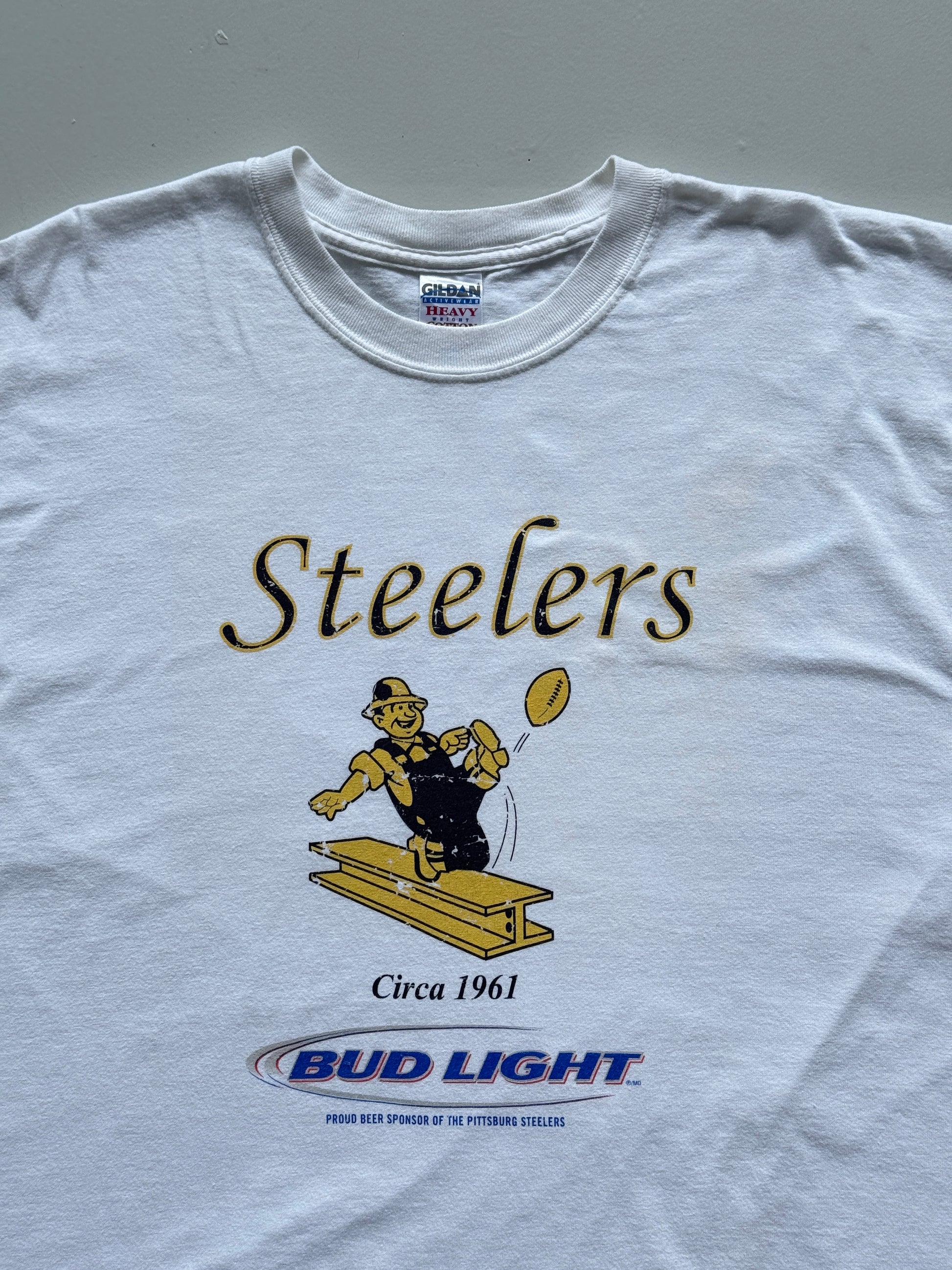 White Pittsburgh Steelers 90's Vintage NFL Graphic T-Shirt - XL