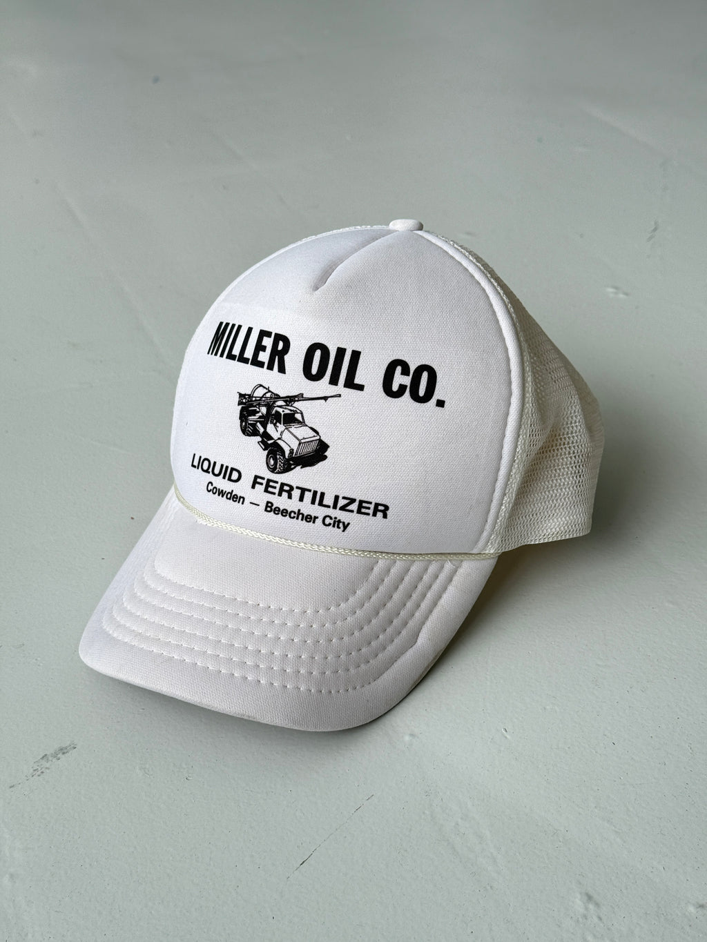 White Miller Oil Co Vintage Foam and Mesh SnapBack Trucker Cap