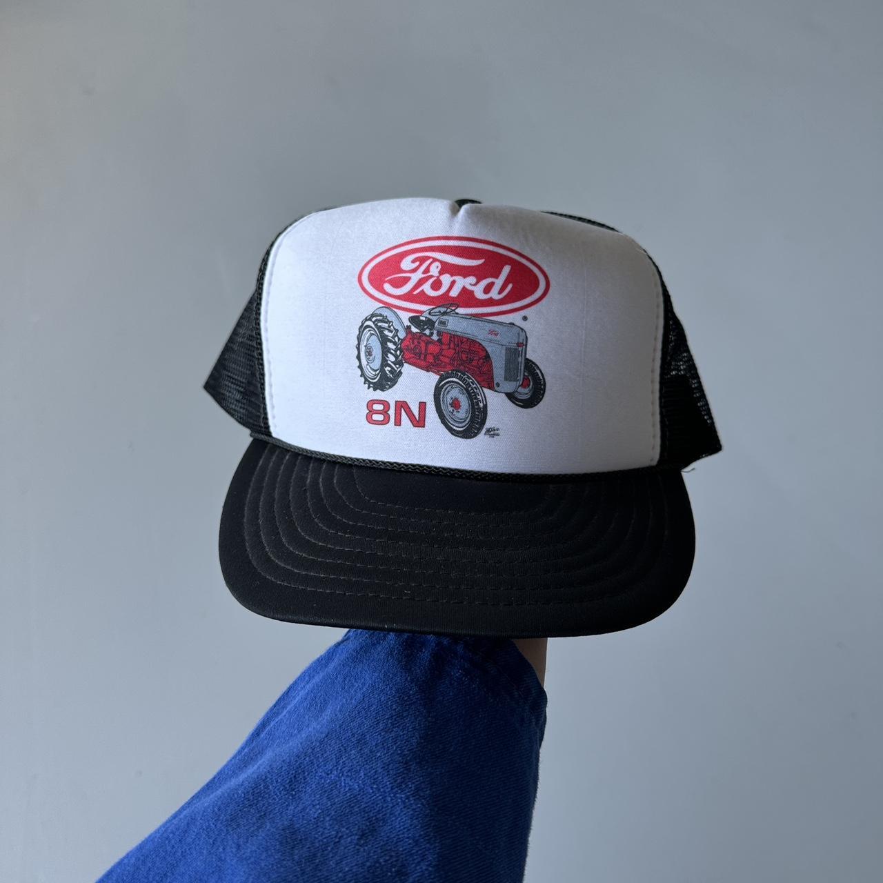 Black White Ford Tractor Vintage Foam & Mesh SnapBack Trucker Cap