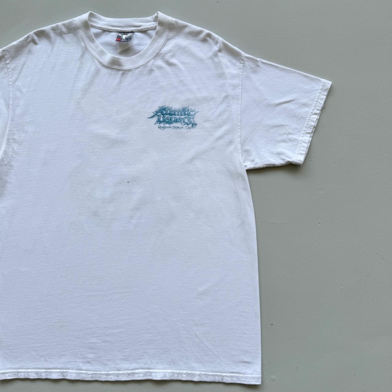 White Atlantic Liquor 90s Graphic Vintage T-shirt - Large
