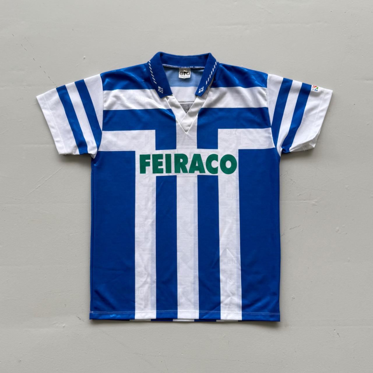 Blue Striped Deportivo la Caruno 90's Deadstock Football Jersey - Small