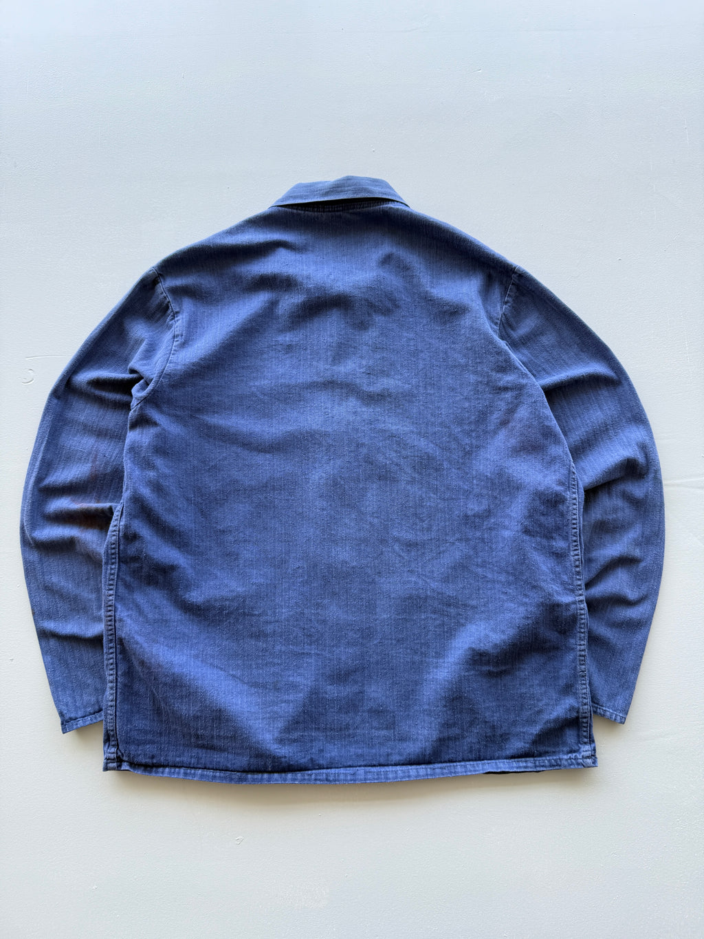 Blue French Chore Jacket 90's Vintage Herringbone Workwear CH309 - Medium