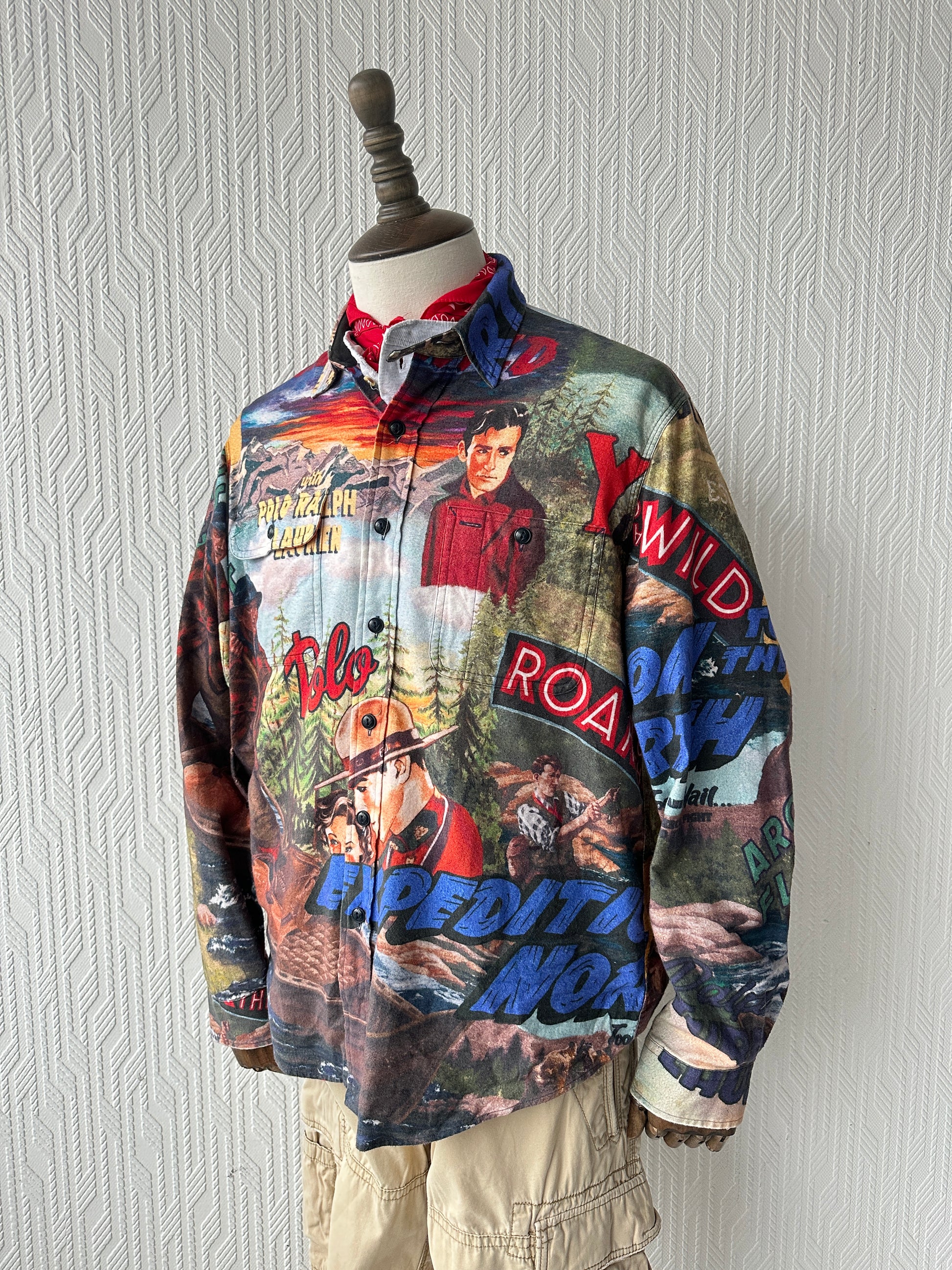 Ralph Lauren Polo Country Expedition All Over Print Graphic Shirt - Large