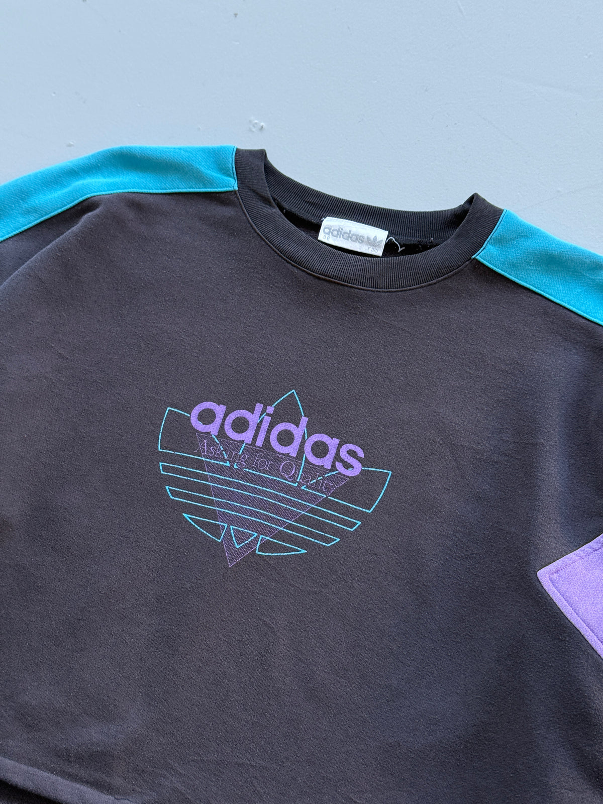 Adidas Colour Block Trefoil 90's Vintage Cropped Sweatshirt - 10/12