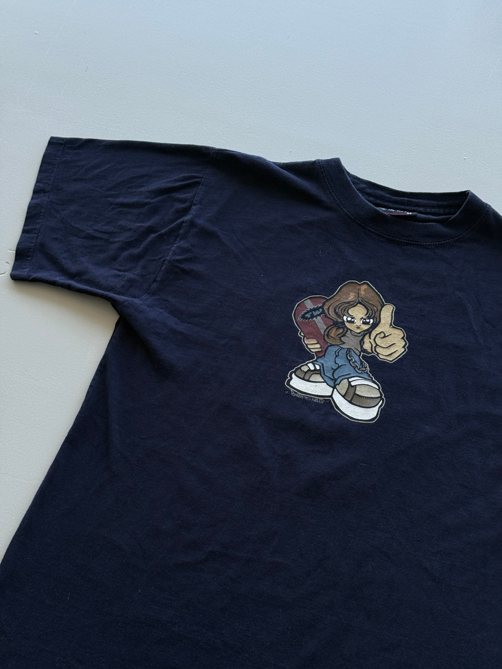 Navy Spirit Y2K Vintage Skate Graphic T-Shirt - Small