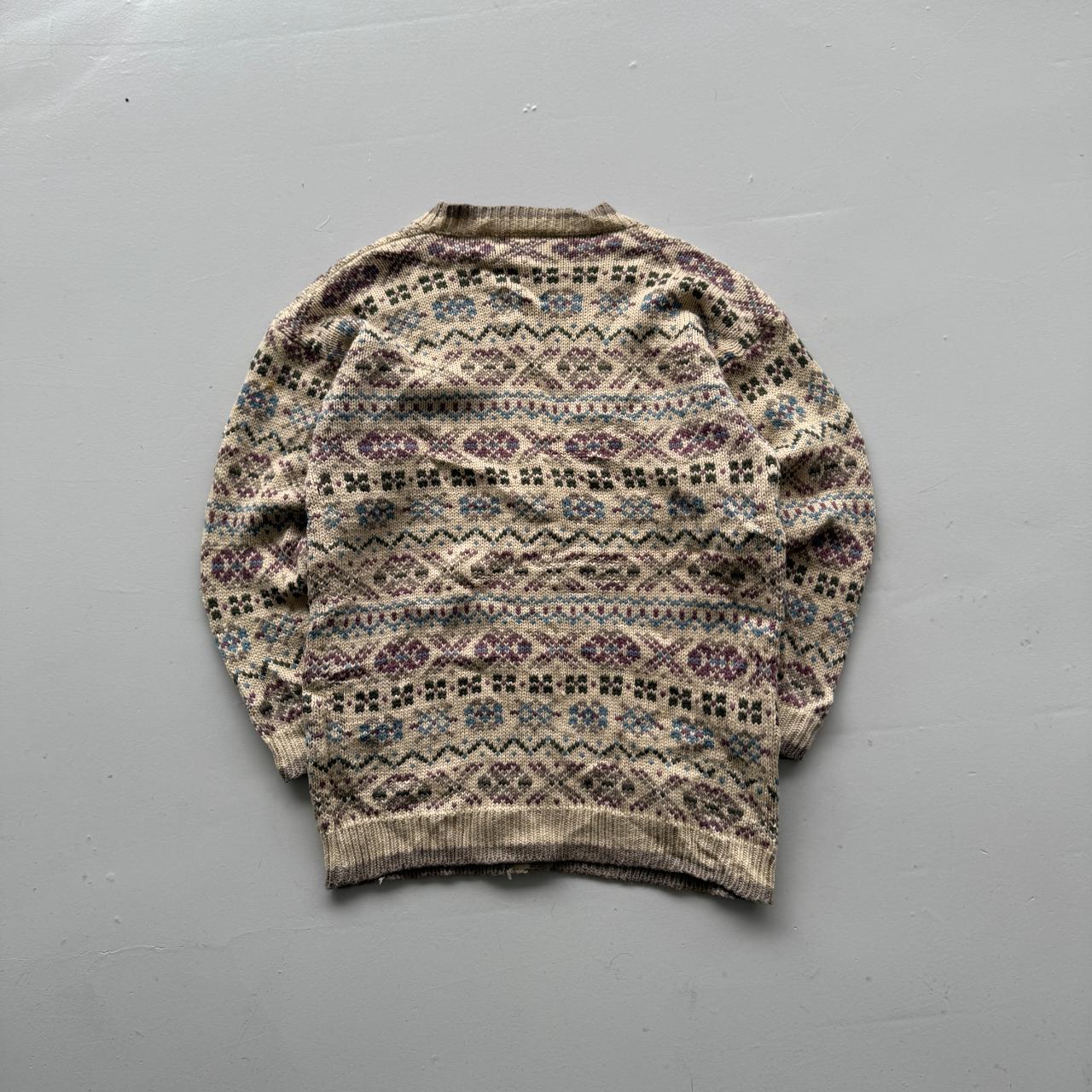 Cream Knitted 90s Vintage Cardigan Jumper - XL