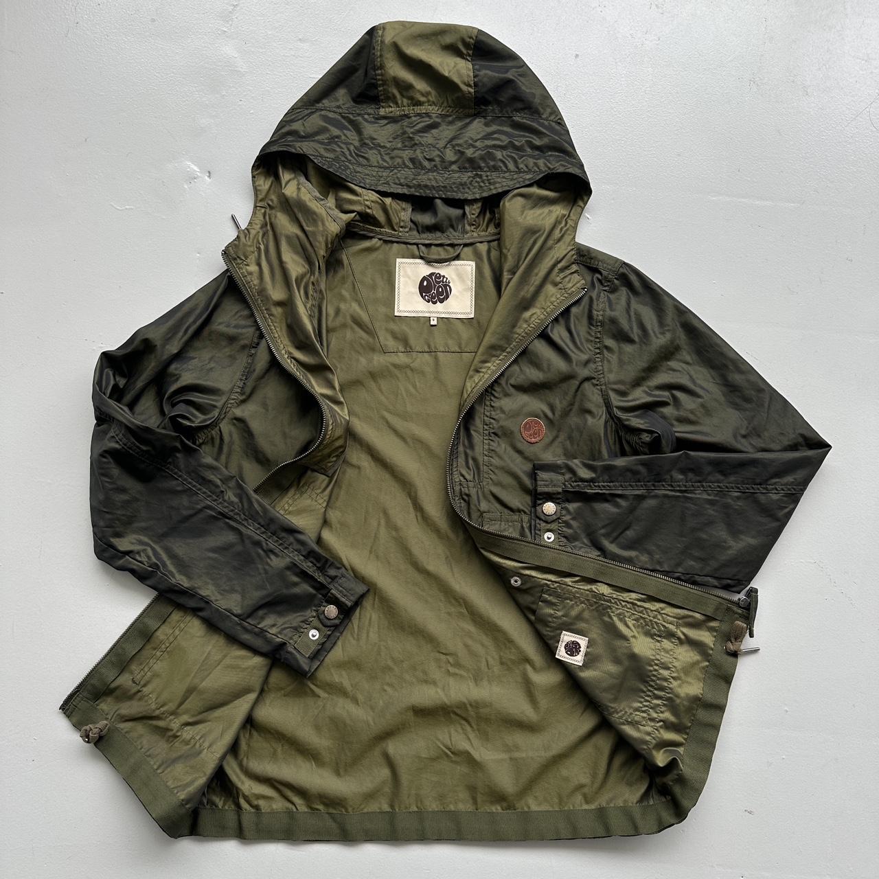 Khaki Pretty Green Hooded Windbreaker Nylon Pearlescent Jacket - Small