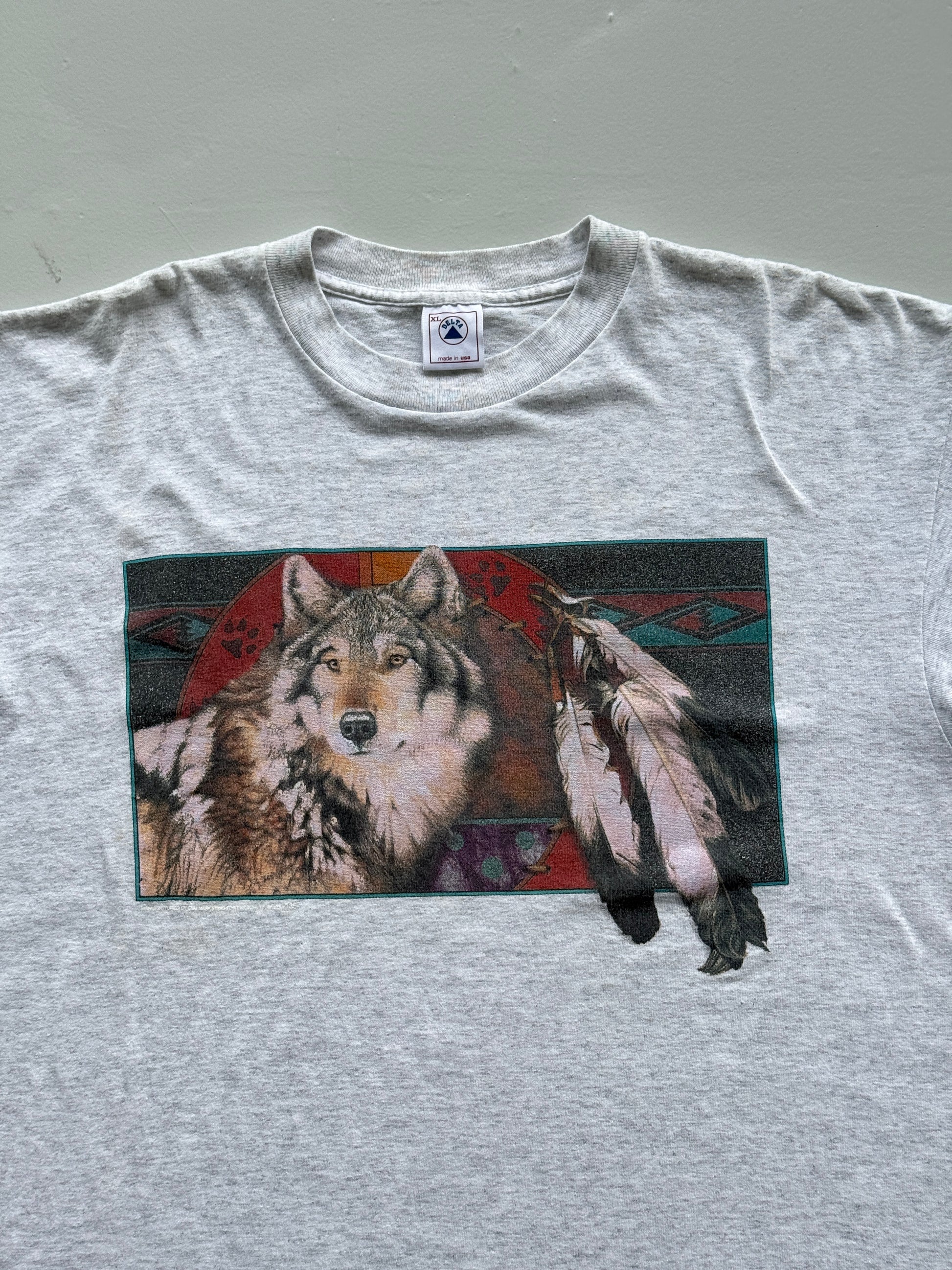 Native American Wolf Graphic 90's Delta Vintage T-Shirt - XL