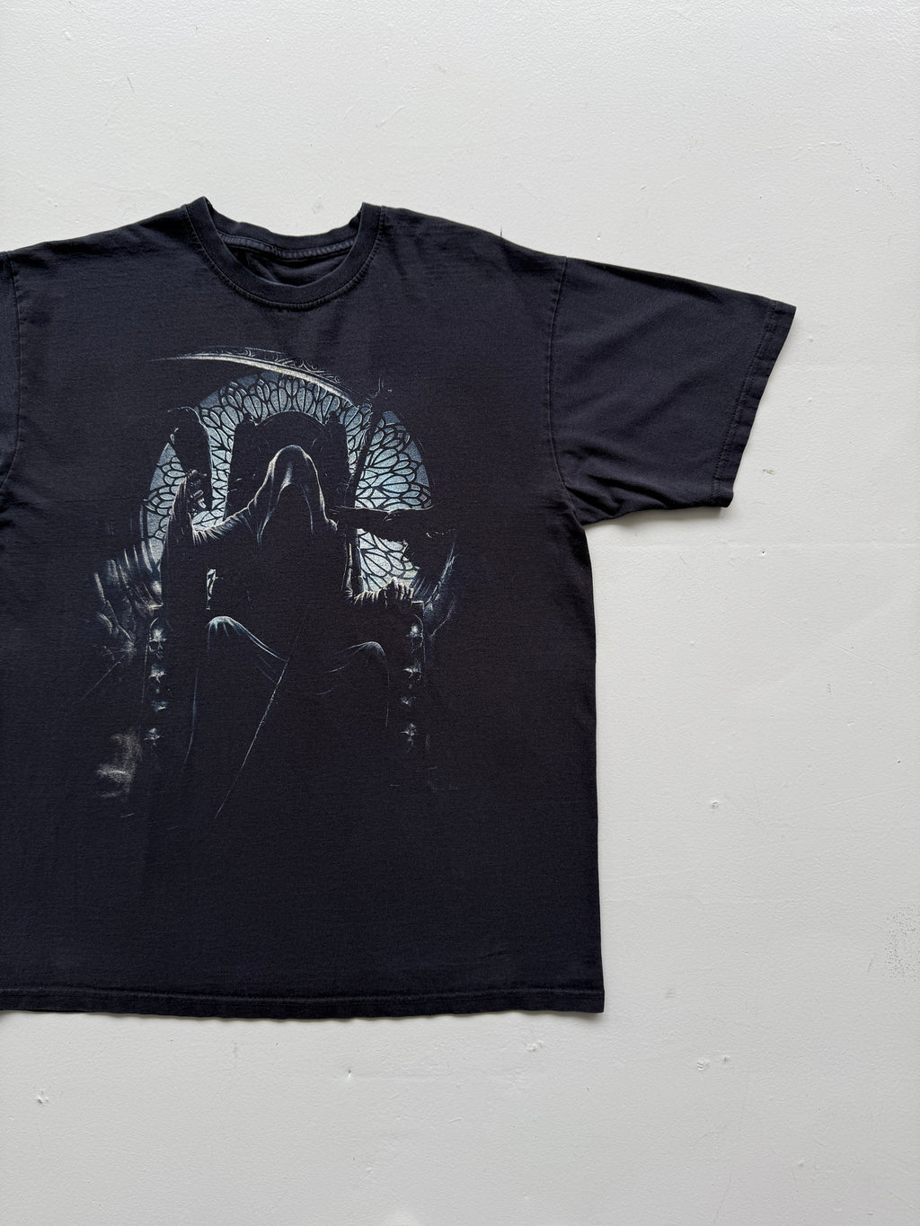 Black Grim Reaper 00's Vintage Graphic Metal T-Shirt - Medium