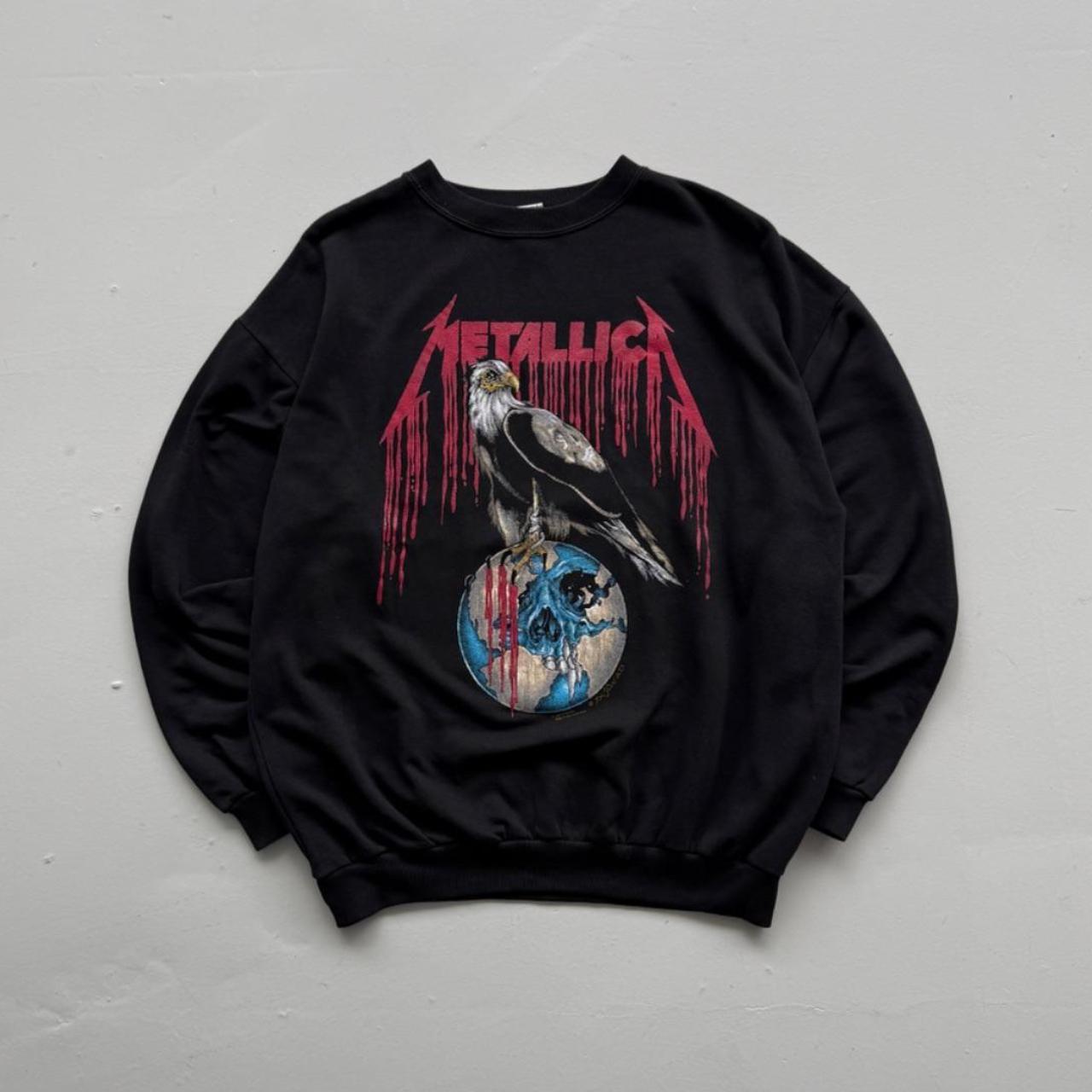 Black Metallica Pushead Europe 1993 Nowhere Else to Roam Tour Vintage Sweatershirt - XL