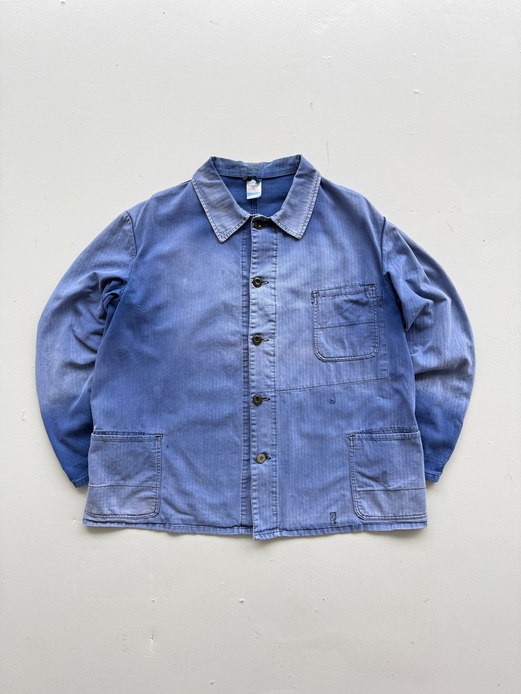 Faded Blue Pionier 70's Herringbone Cotton Vintage Workwear Chore Jacket CH380 -