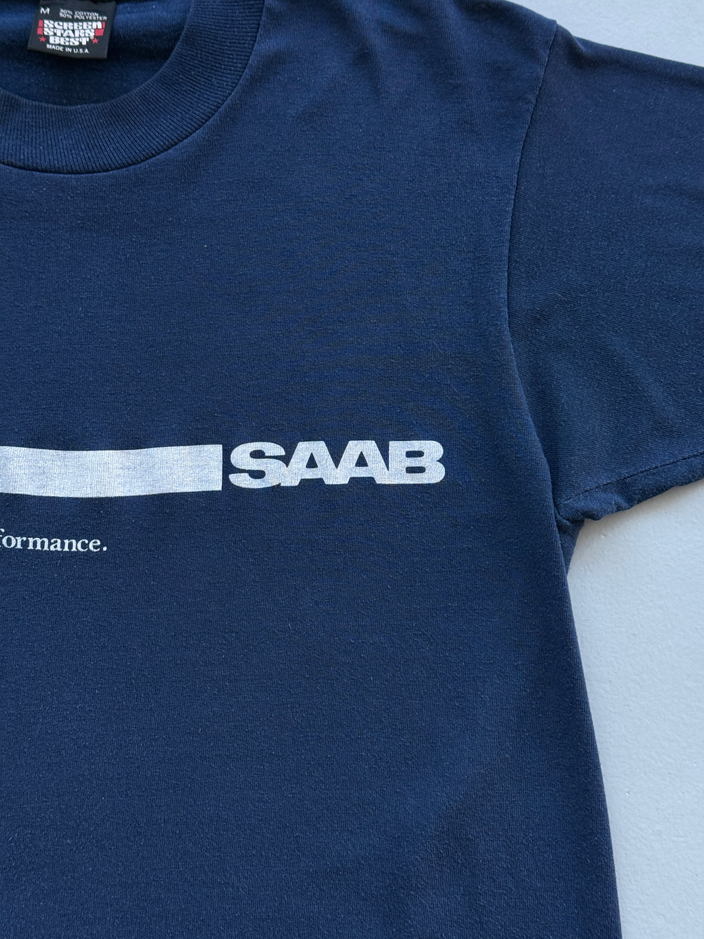 Navy SAAB Genuine Parts 80's Vintage Graphic T-Shirt - Small