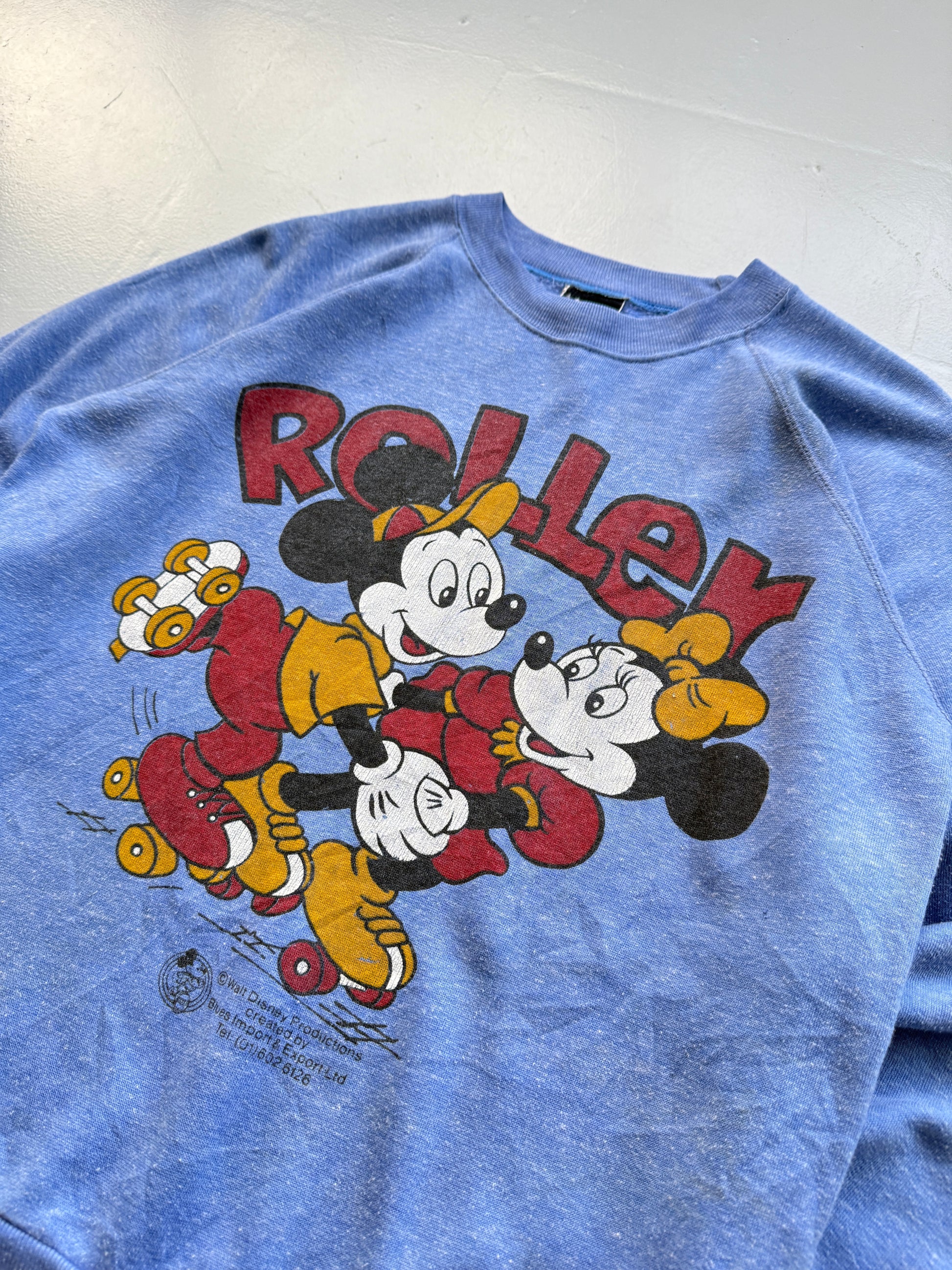 Blue Mickey and Minnie 90's Vintage Disney Graphic Sweatshirt - Small