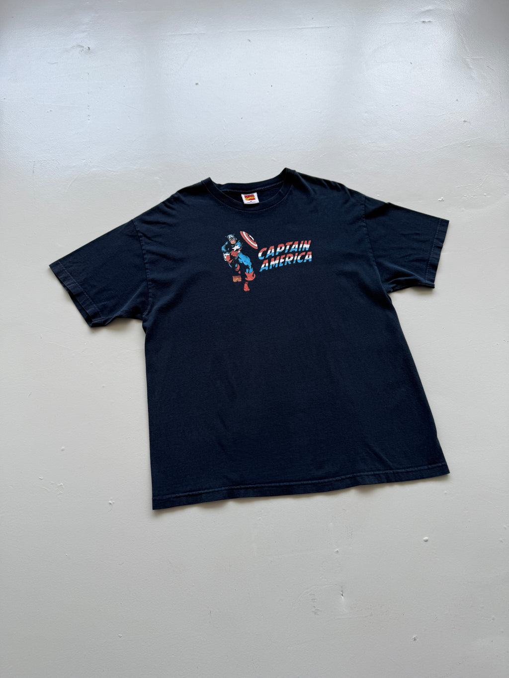 Navy Blue Captain America 00's Vintage Marvel Comics Graphic T-Shirt - XL