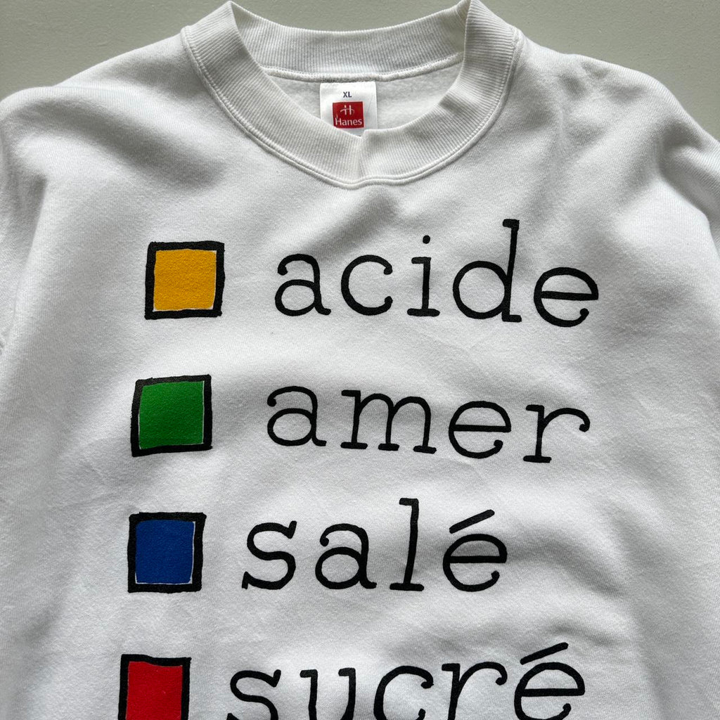 White French Sour Bitter Salty Sweet Cooking 90’s Vintage Graphic Sweatshirt - XL