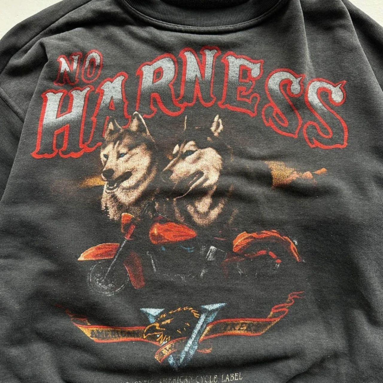 Black Biker No Harness Wolves Vintage Graphic Sweatshirt - Medium