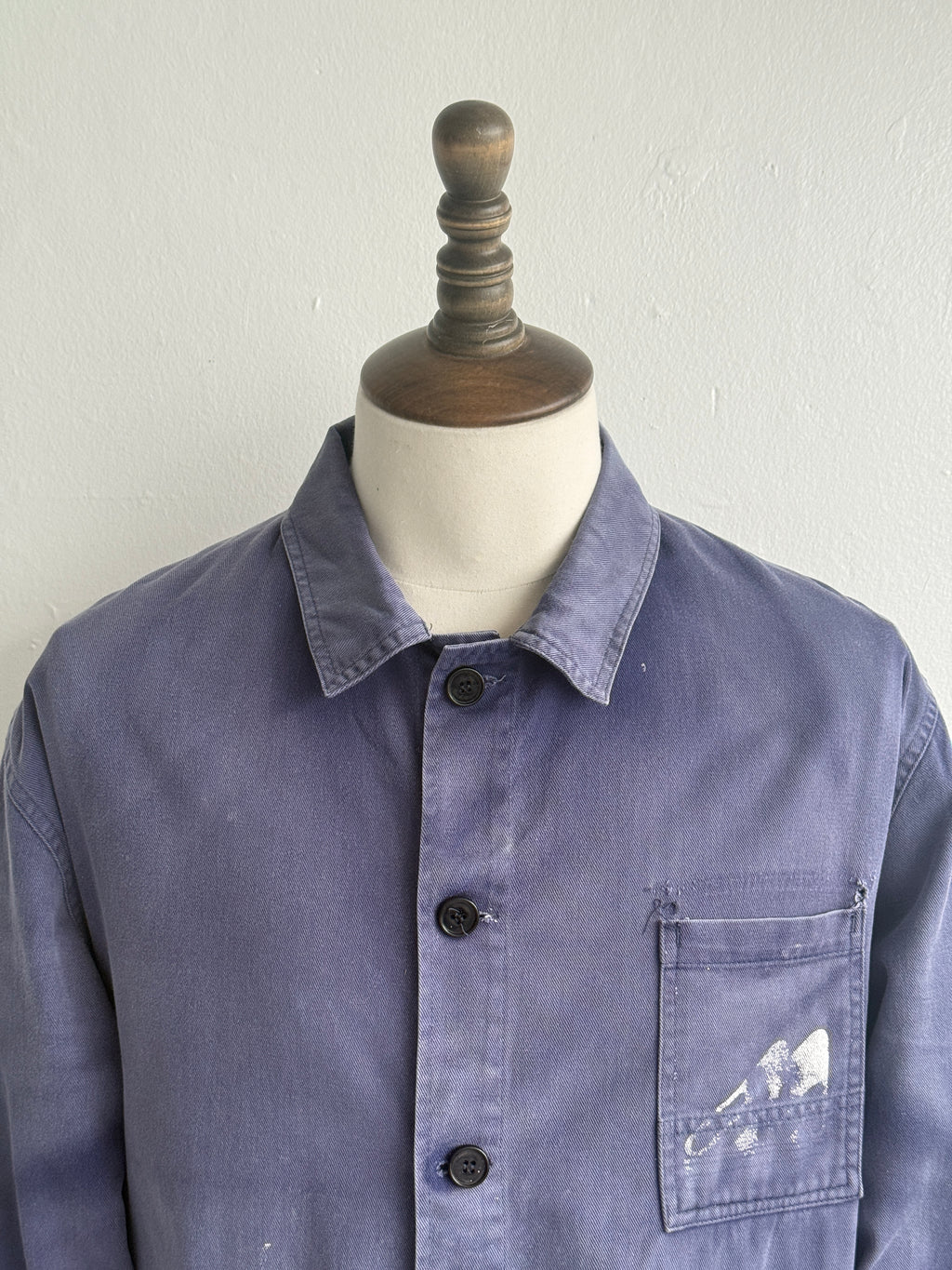 Faded Blue French 1970s Vintage Workwear Chore Jacket CH451 - Medium