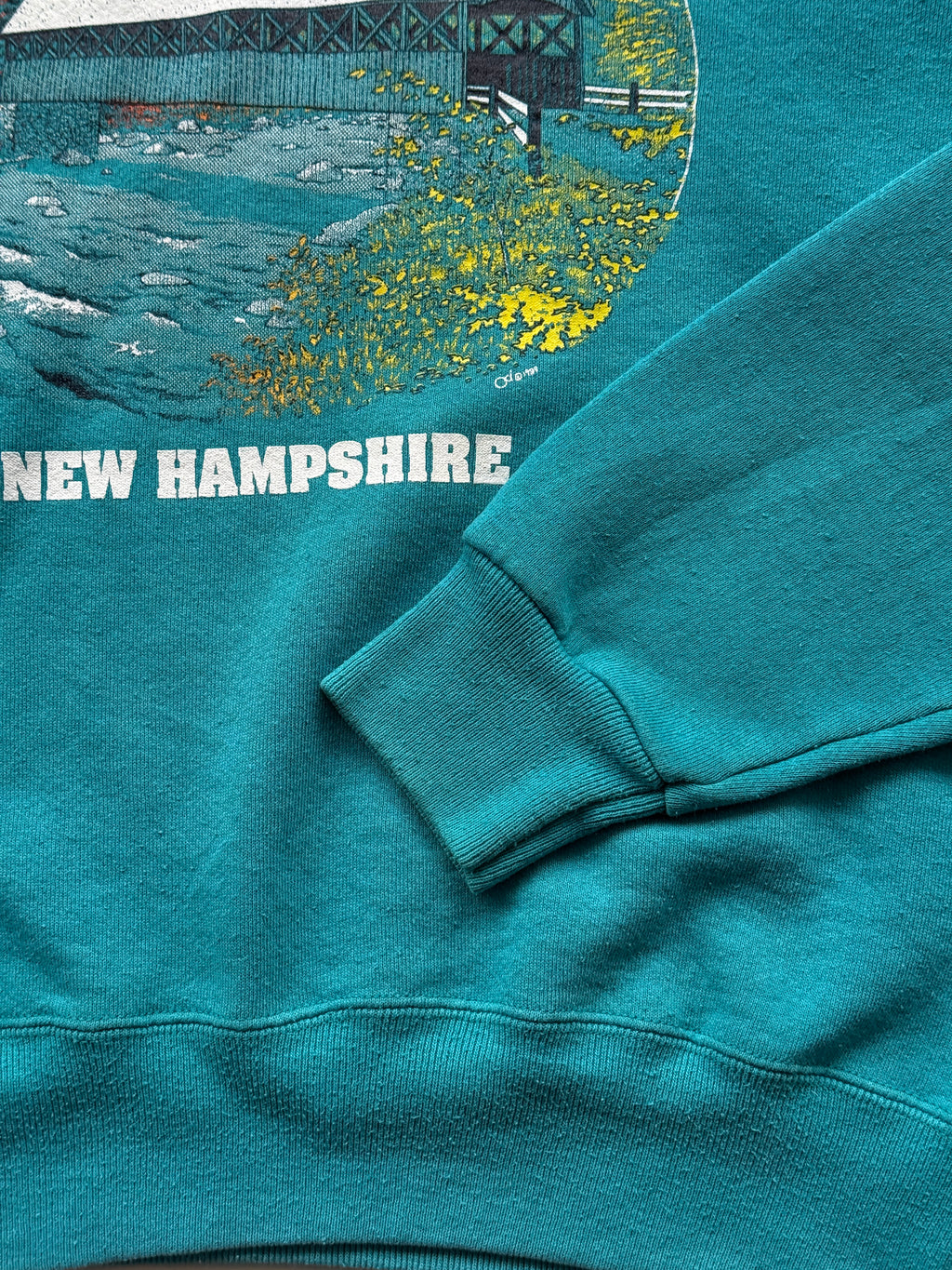 Teal New Hampshire Tourist Vintage Sweatshirt 90's Crewneck - Small