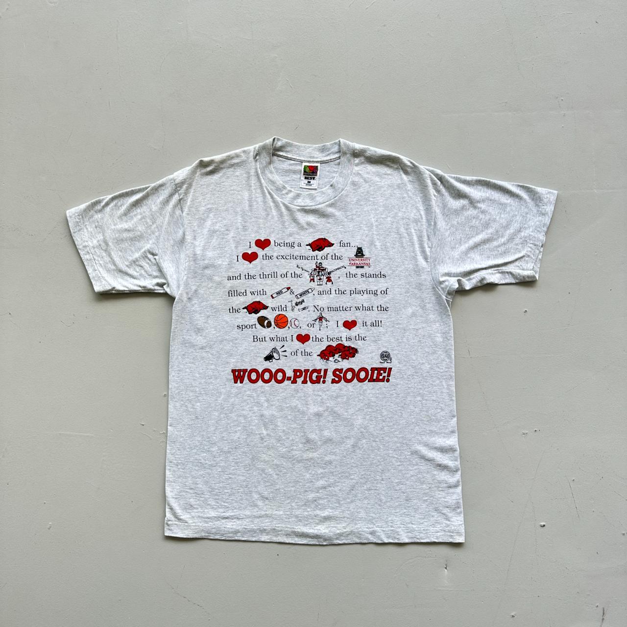 Grey American Sports Slogan Vintage 90's T-shirt - Large