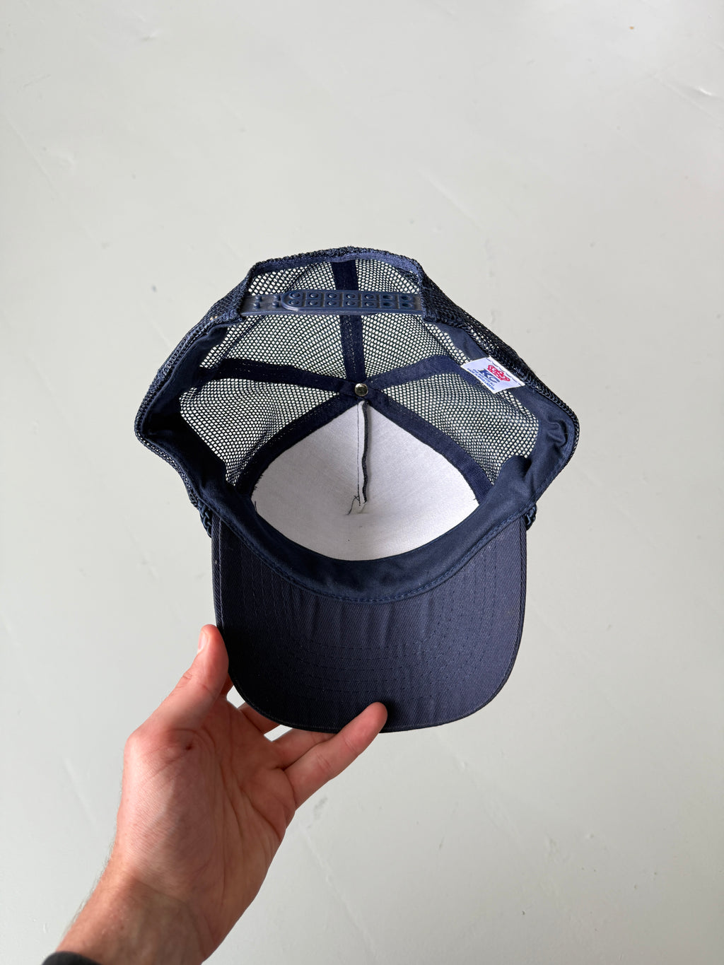 Navy Blue Eagle Oil Vintage Canvas and Mesh SnapBack Trucker Cap