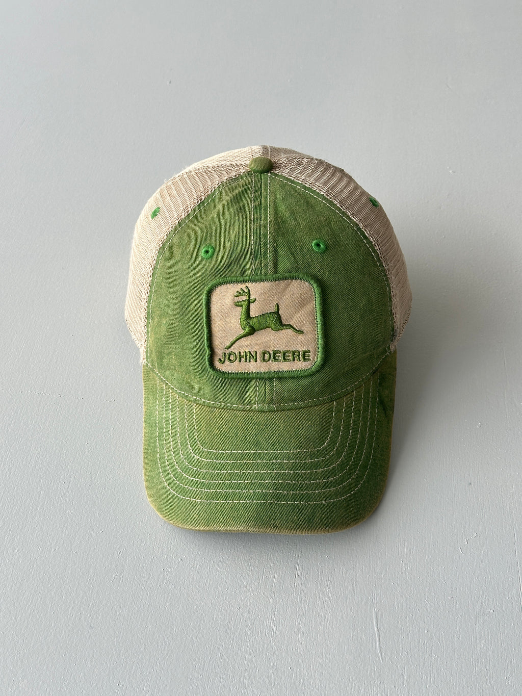 Green / Beige John Deere Vintage Foam and Mesh SnapBack Trucker Cap