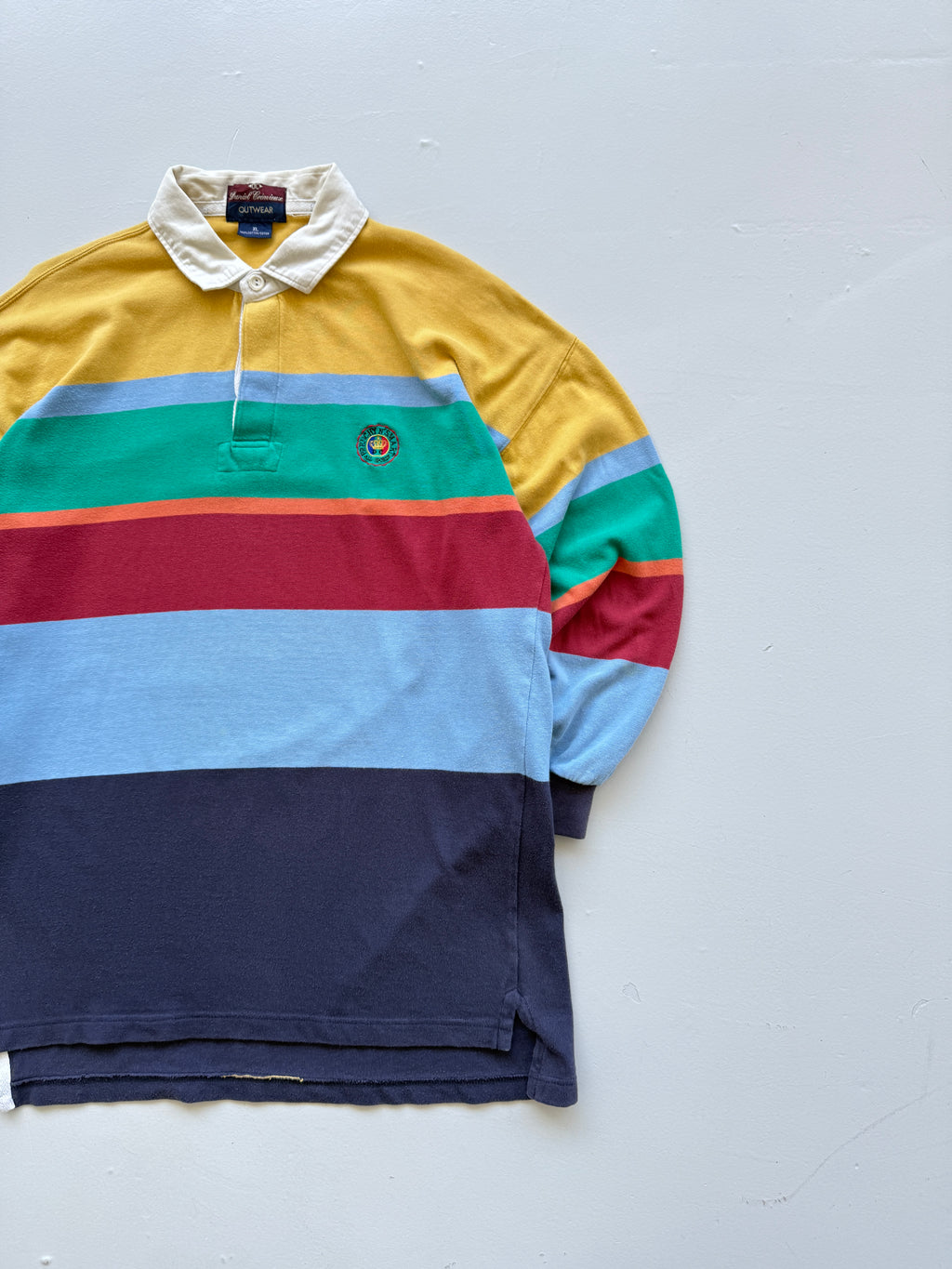 Daniel Cremieux Multistripe 90's Vintage Long Sleeve Rugby Polo - Large