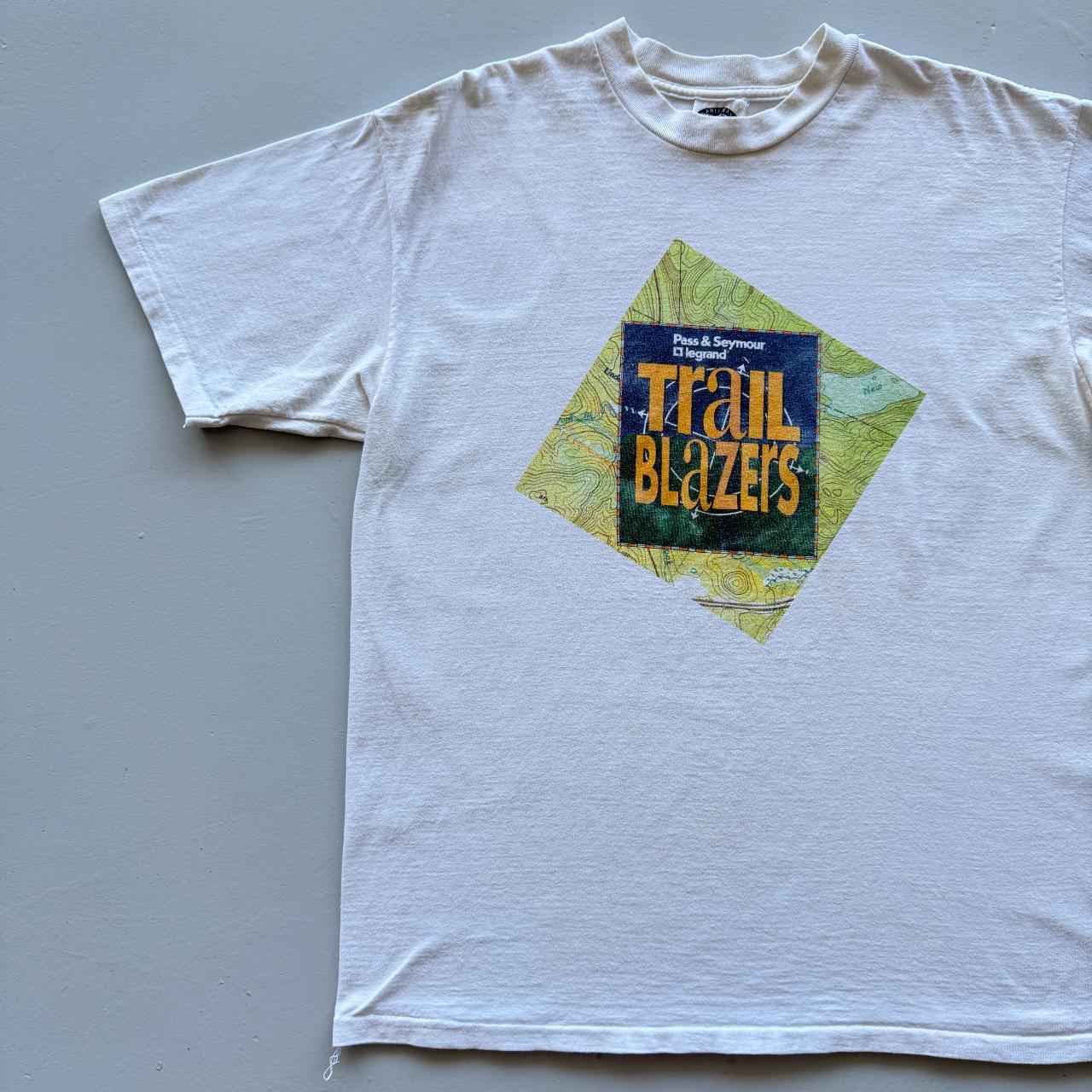 White / Cream Trail Blazers Vintage 90s T-shirt - XL