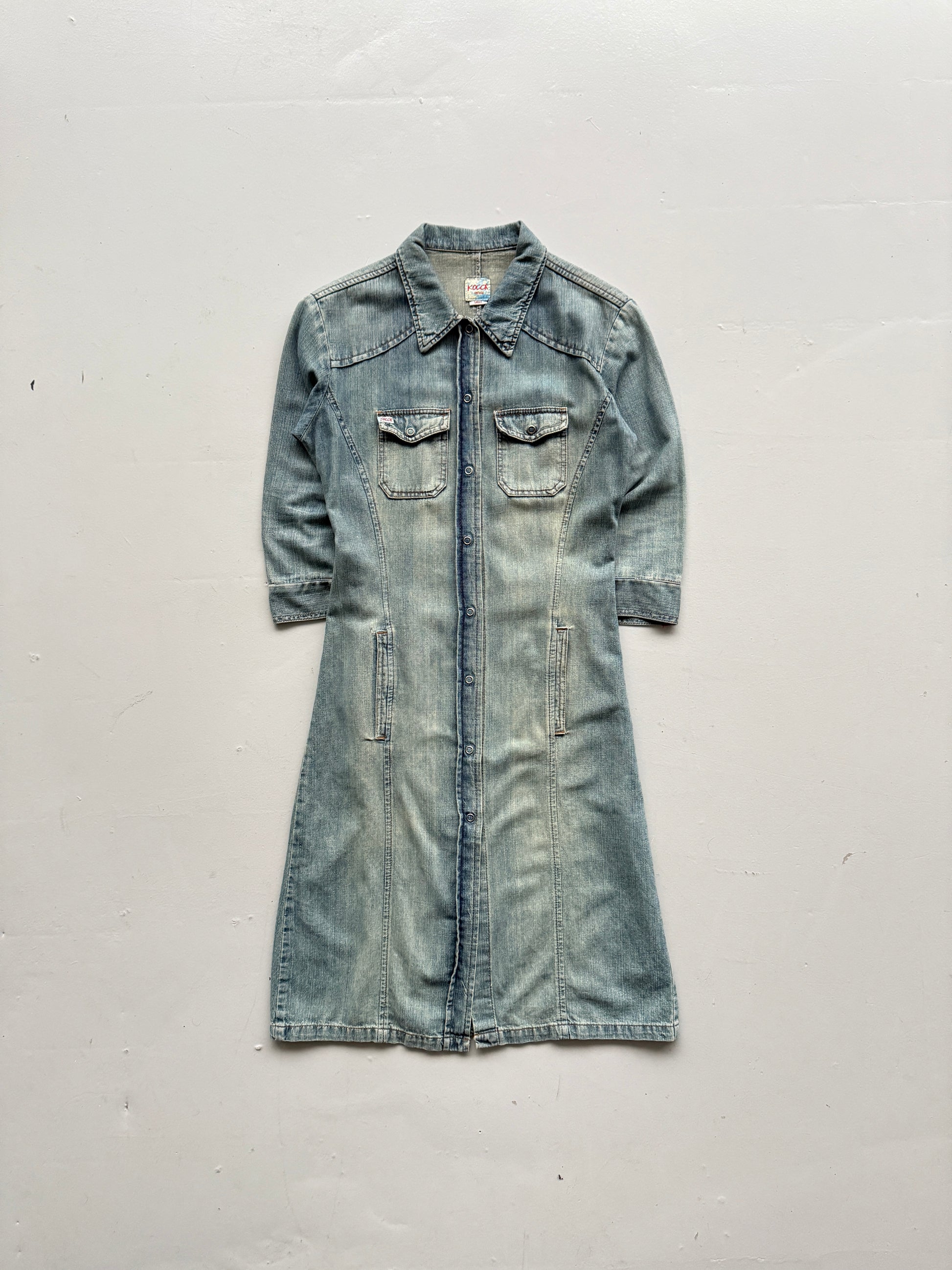 Light Blue Kocca 00's Vintage Y2K Maxi Denim Dress - Small Millennial Vintage Light Blue Kocca 00's Vintage Y2K Maxi Denim Dress - Small Millennial Vintage